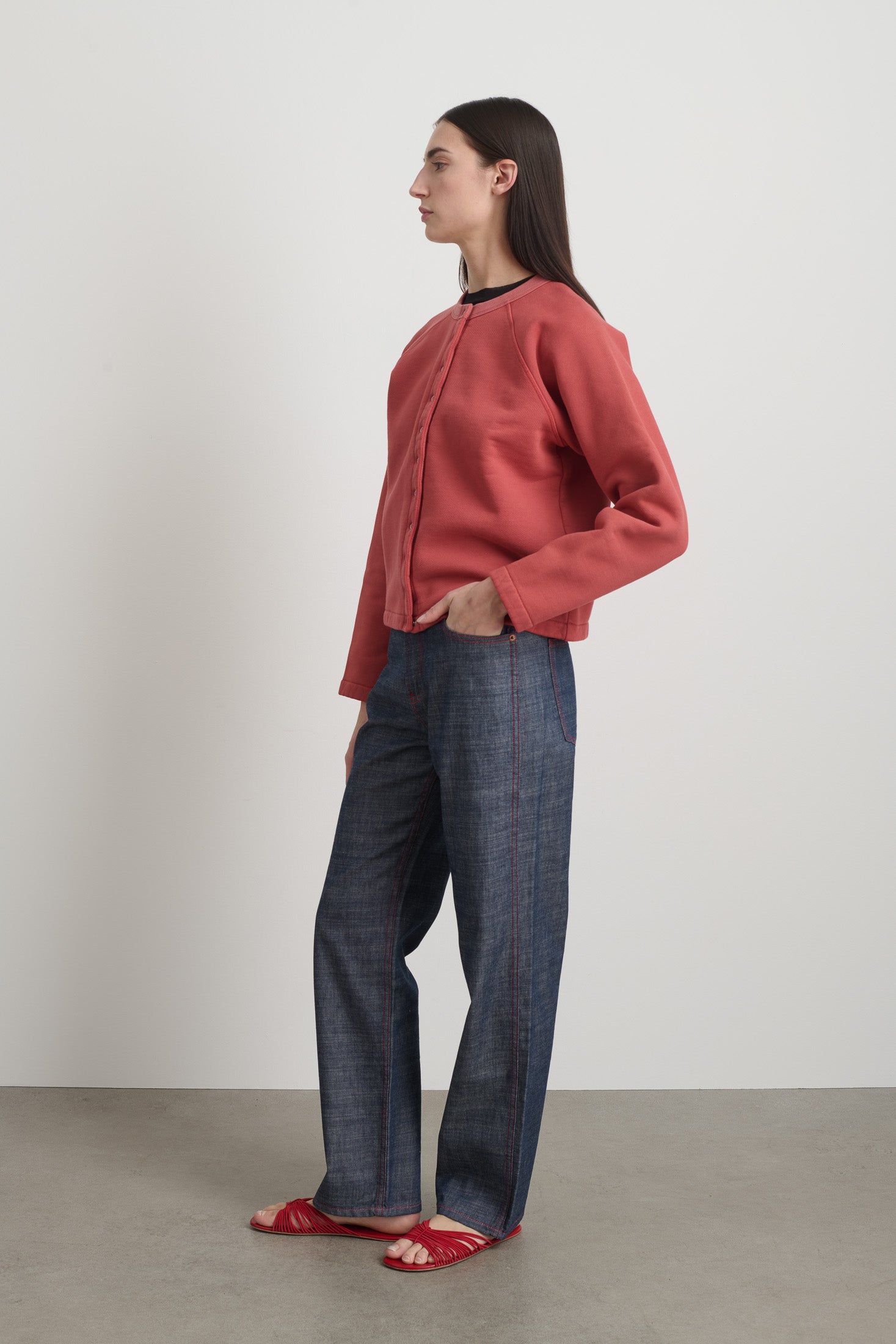 Snap Cardigan Faded Tomato Overdye