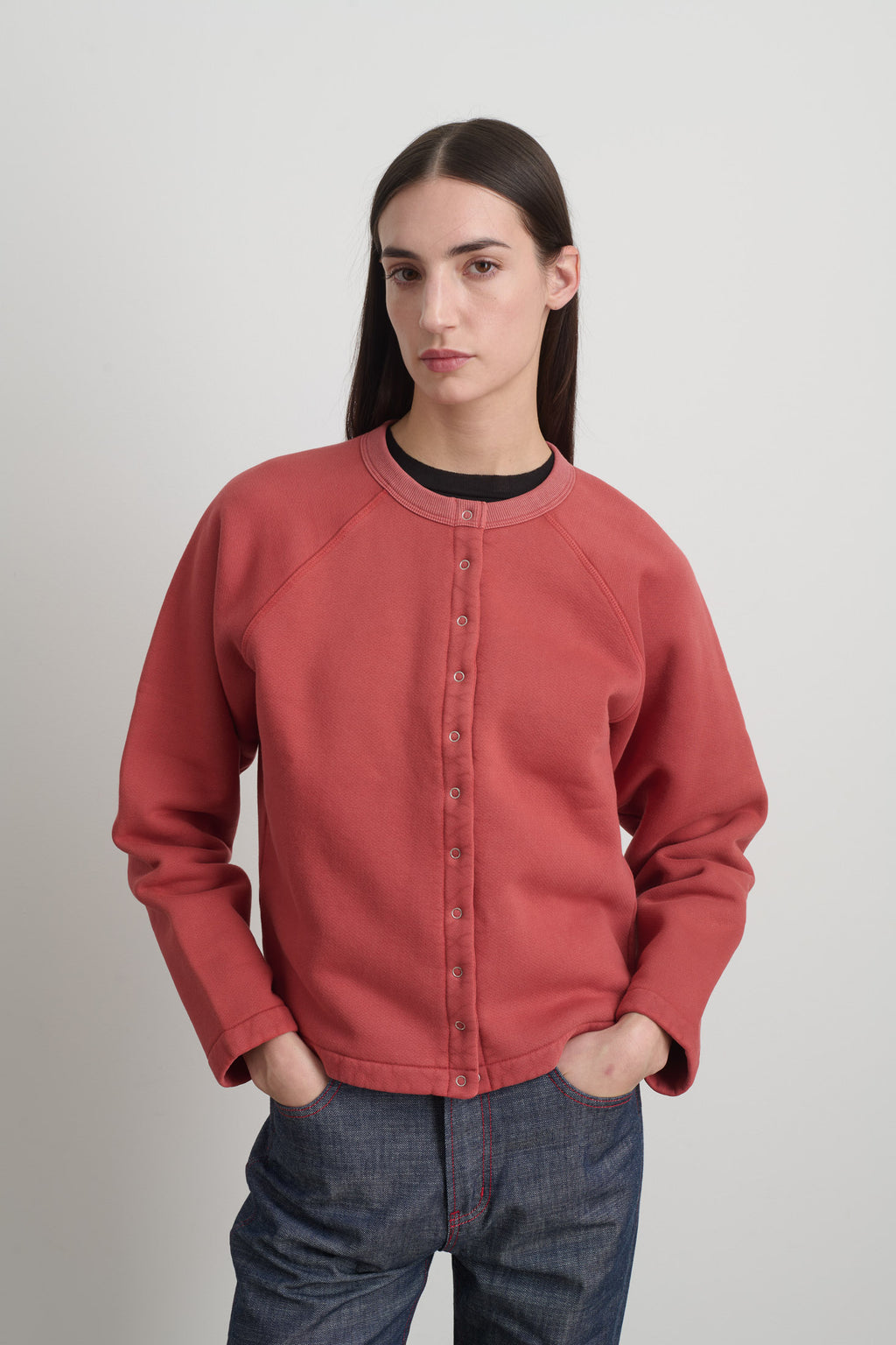 Snap Cardigan Faded Tomato Overdye