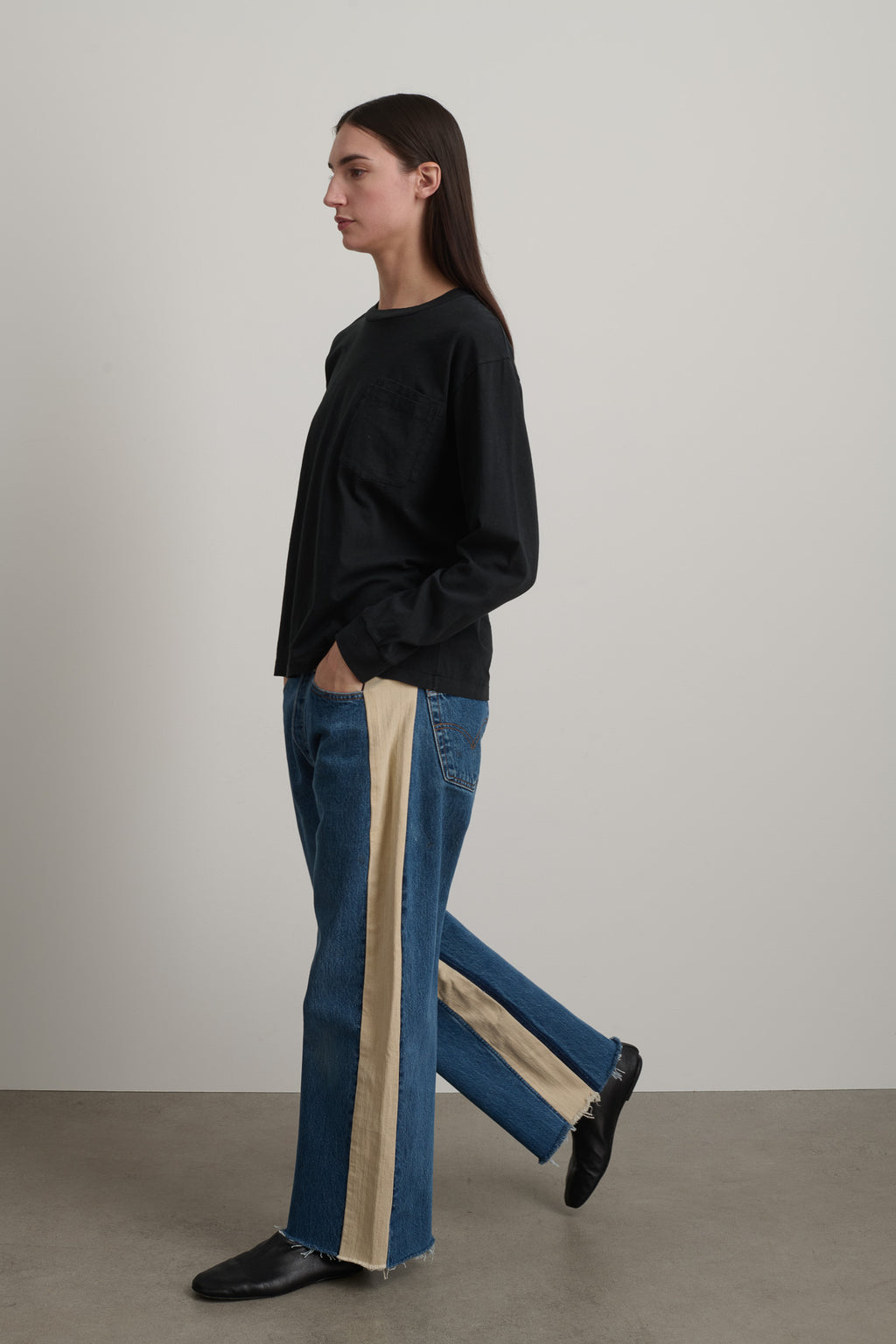 Long Sleeve Double Pocket Faded Black Overdye