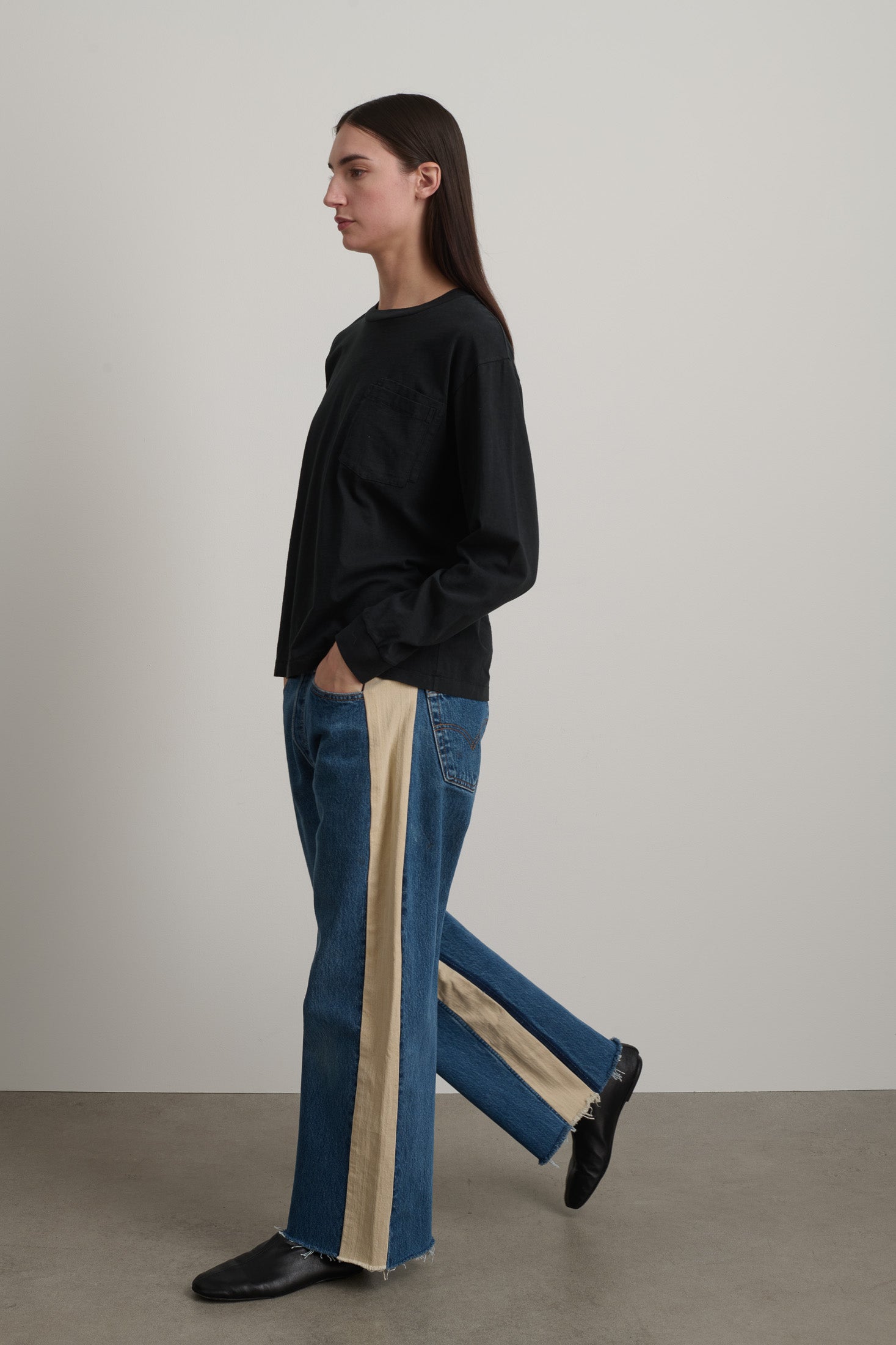 Long Sleeve Double Pocket Faded Black Overdye