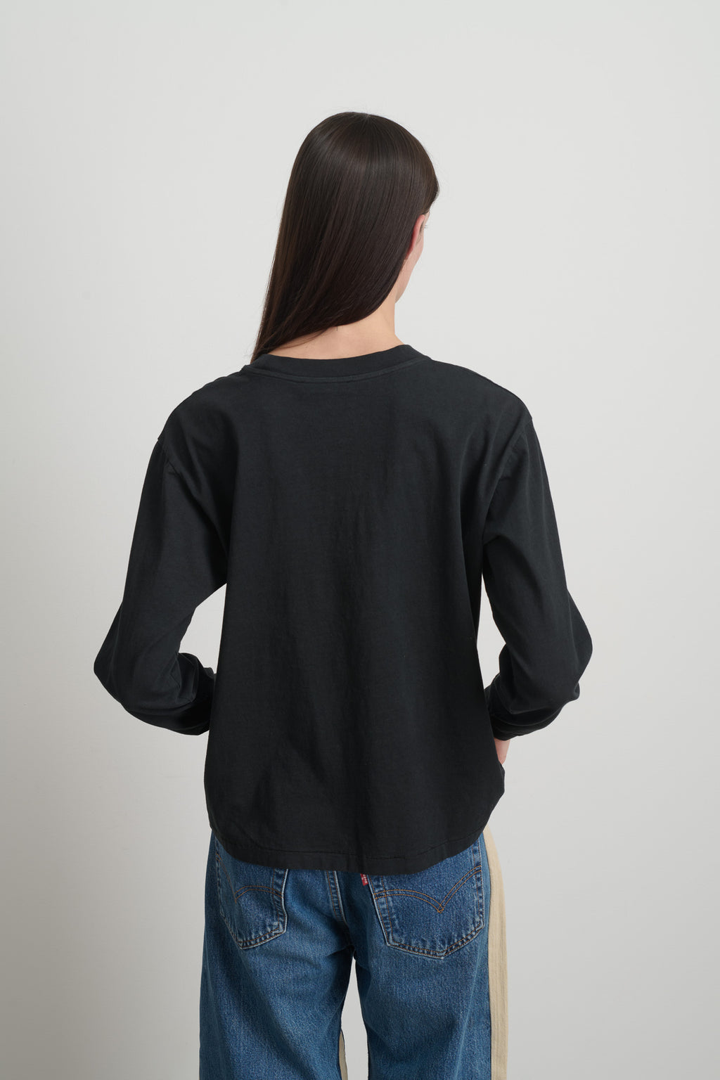 Long Sleeve Double Pocket Faded Black Overdye