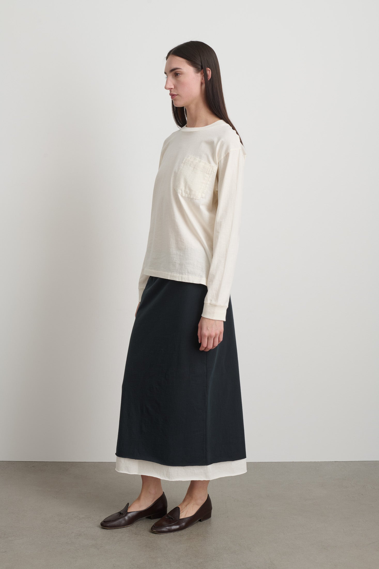 Long Sleeve Double Pocket Tee Oyster Overdye