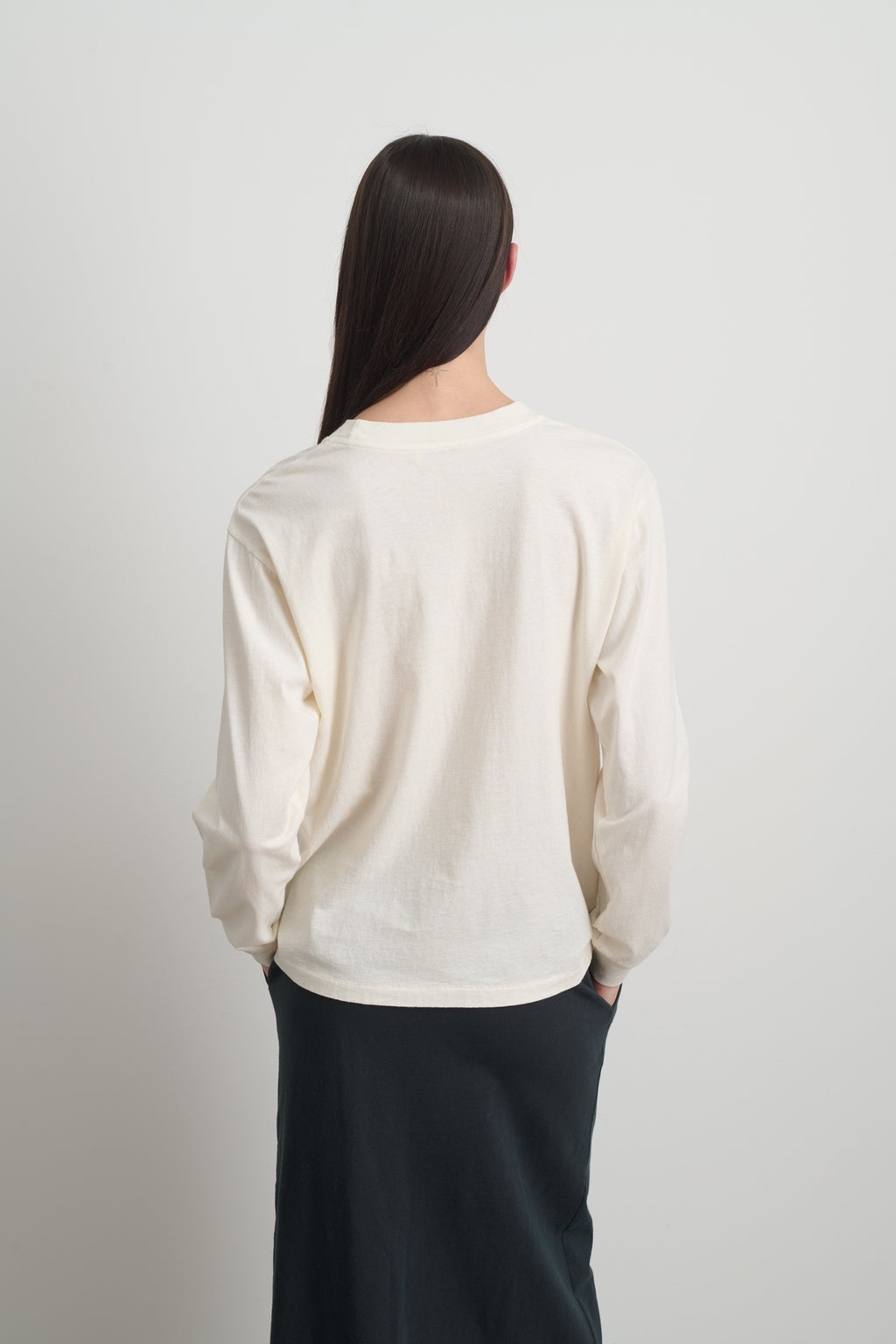 Long Sleeve Double Pocket Tee Oyster Overdye