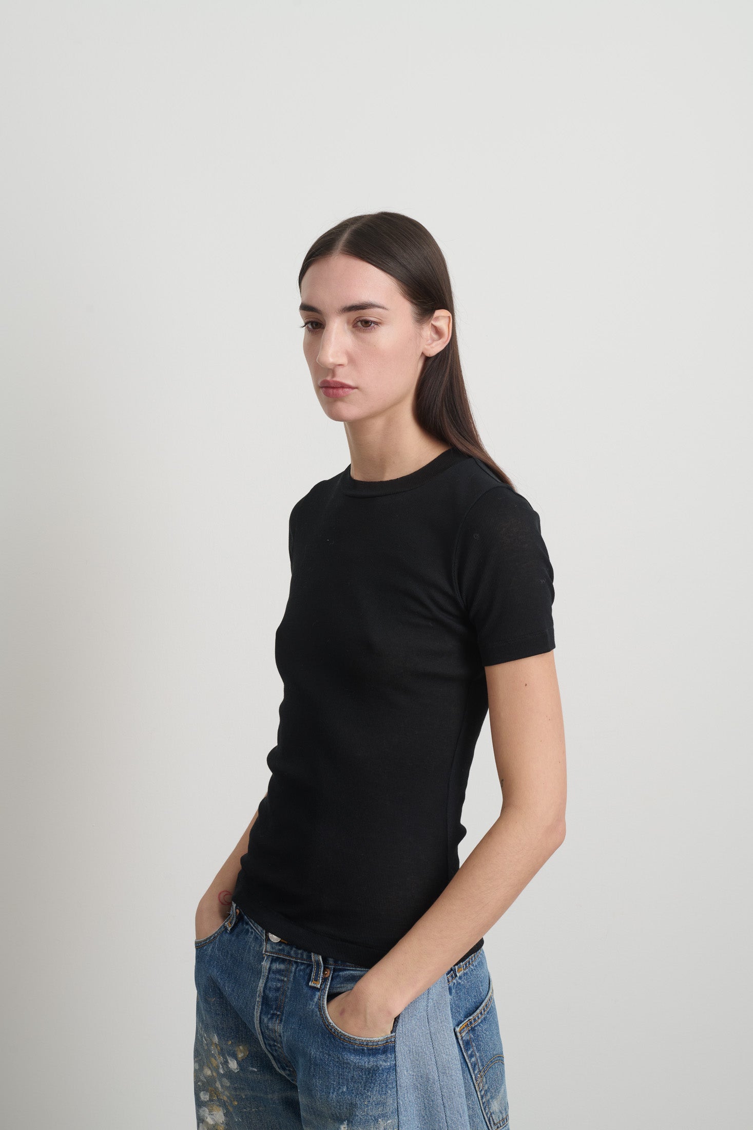 Vivien Rib Tee Black