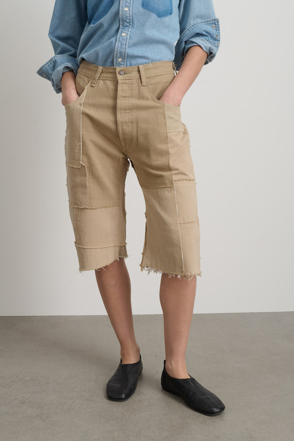 Madras Short Rework Vintage Khaki