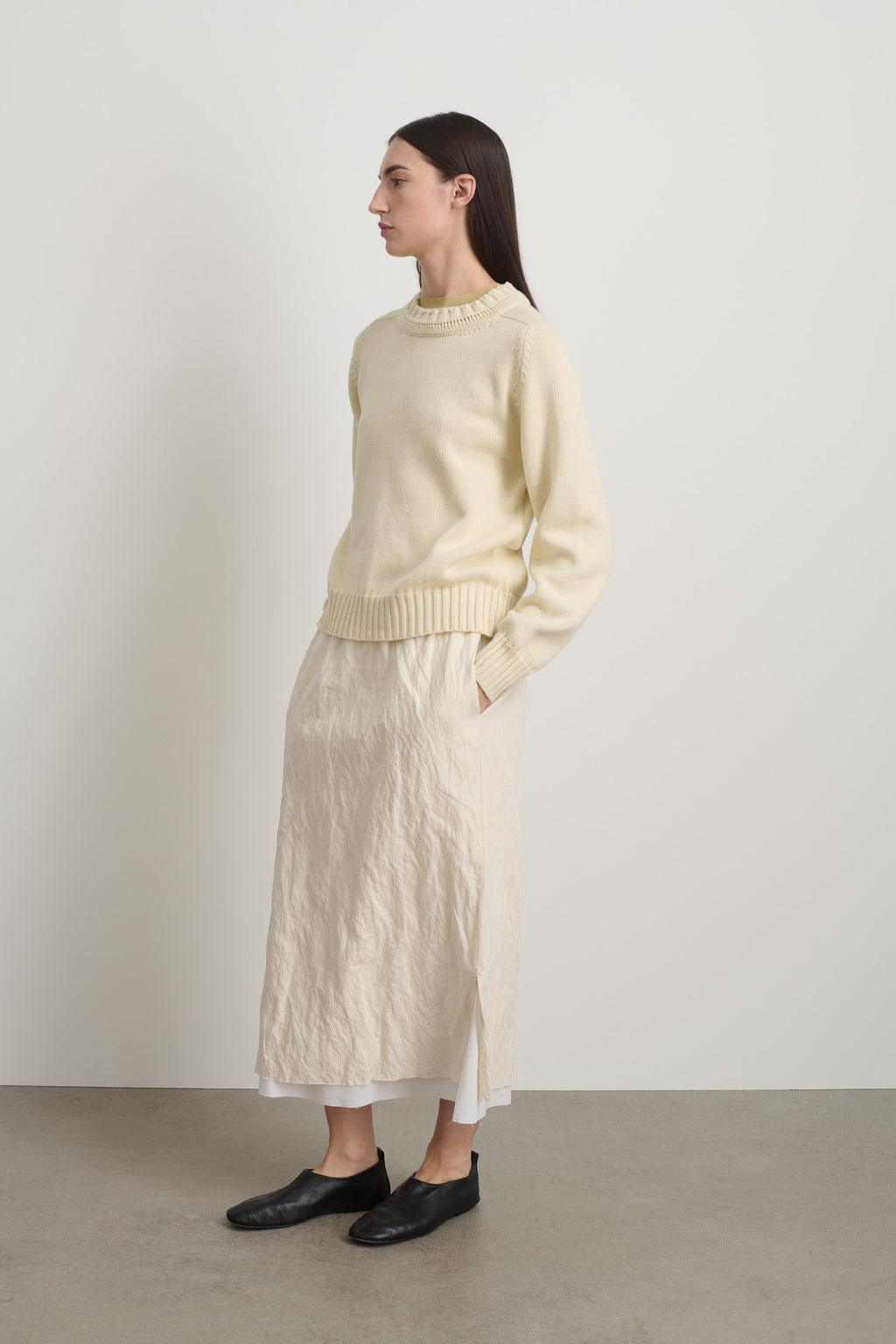 Basket Weave Crewneck Oyster