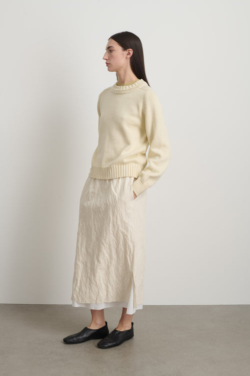 Basket Weave Crewneck Oyster