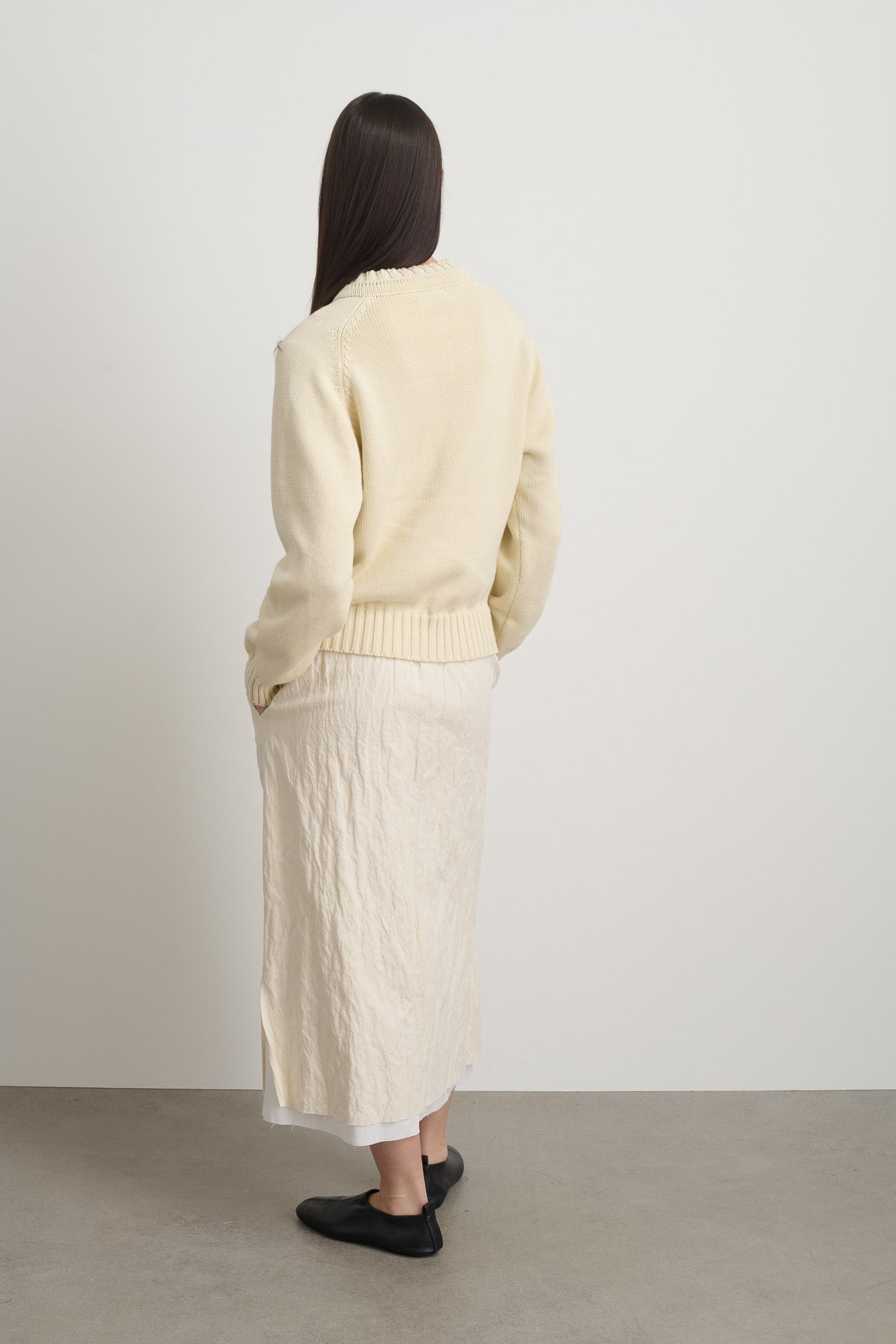 Basket Weave Crewneck Oyster