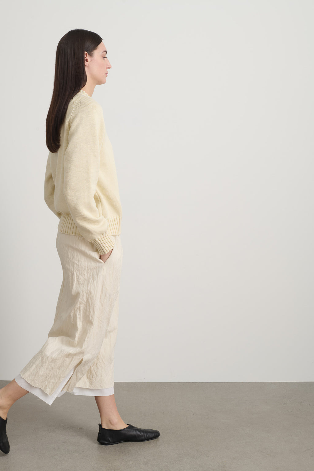 Basket Weave Crewneck Oyster