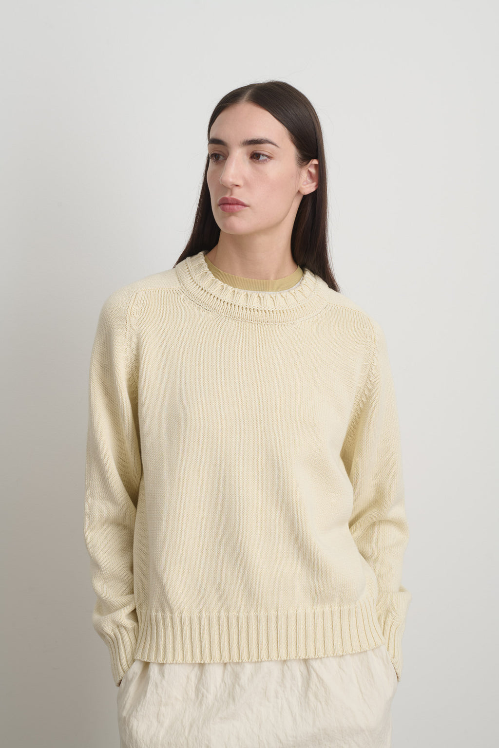 Basket Weave Crewneck Oyster