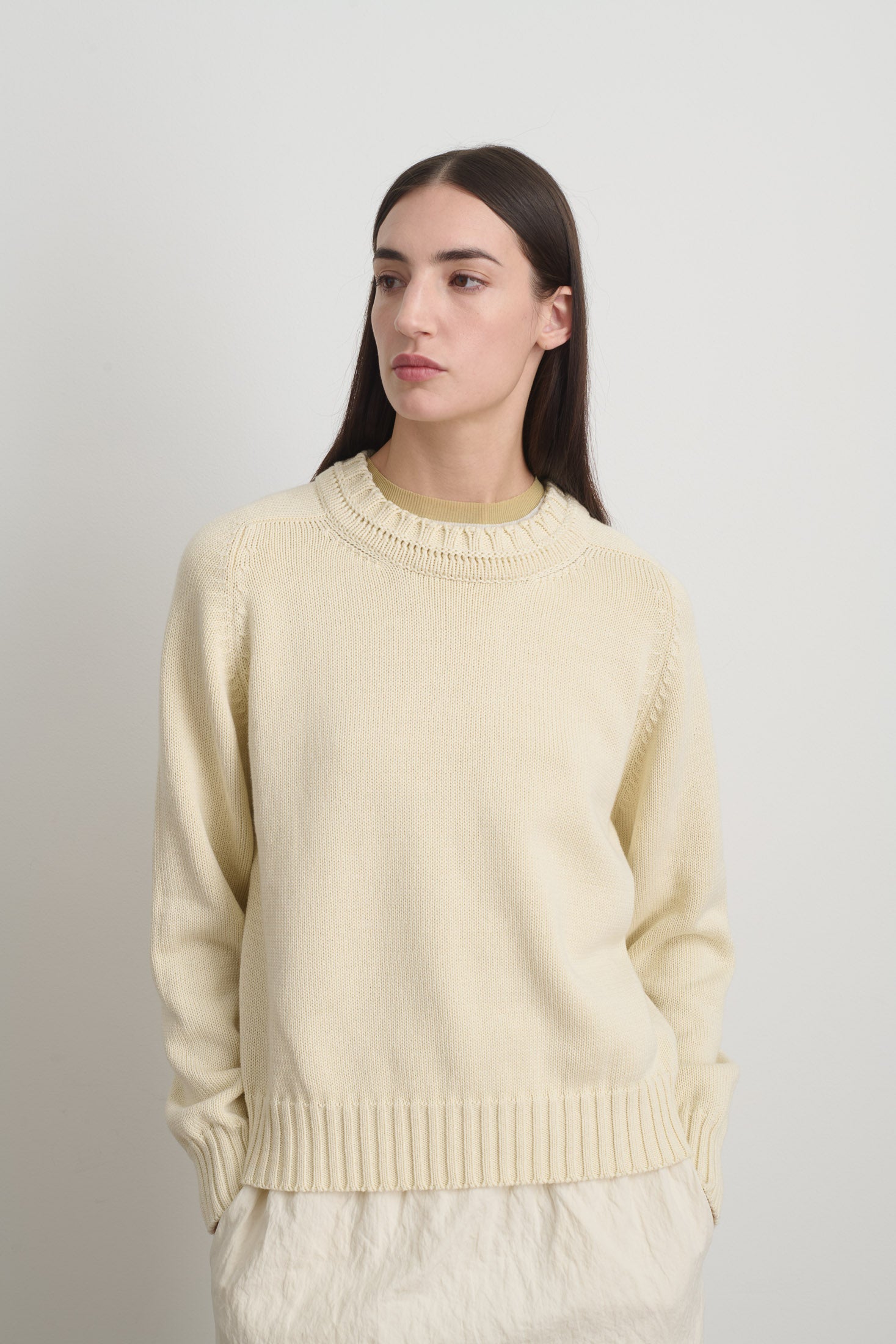 Basket Weave Crewneck Oyster