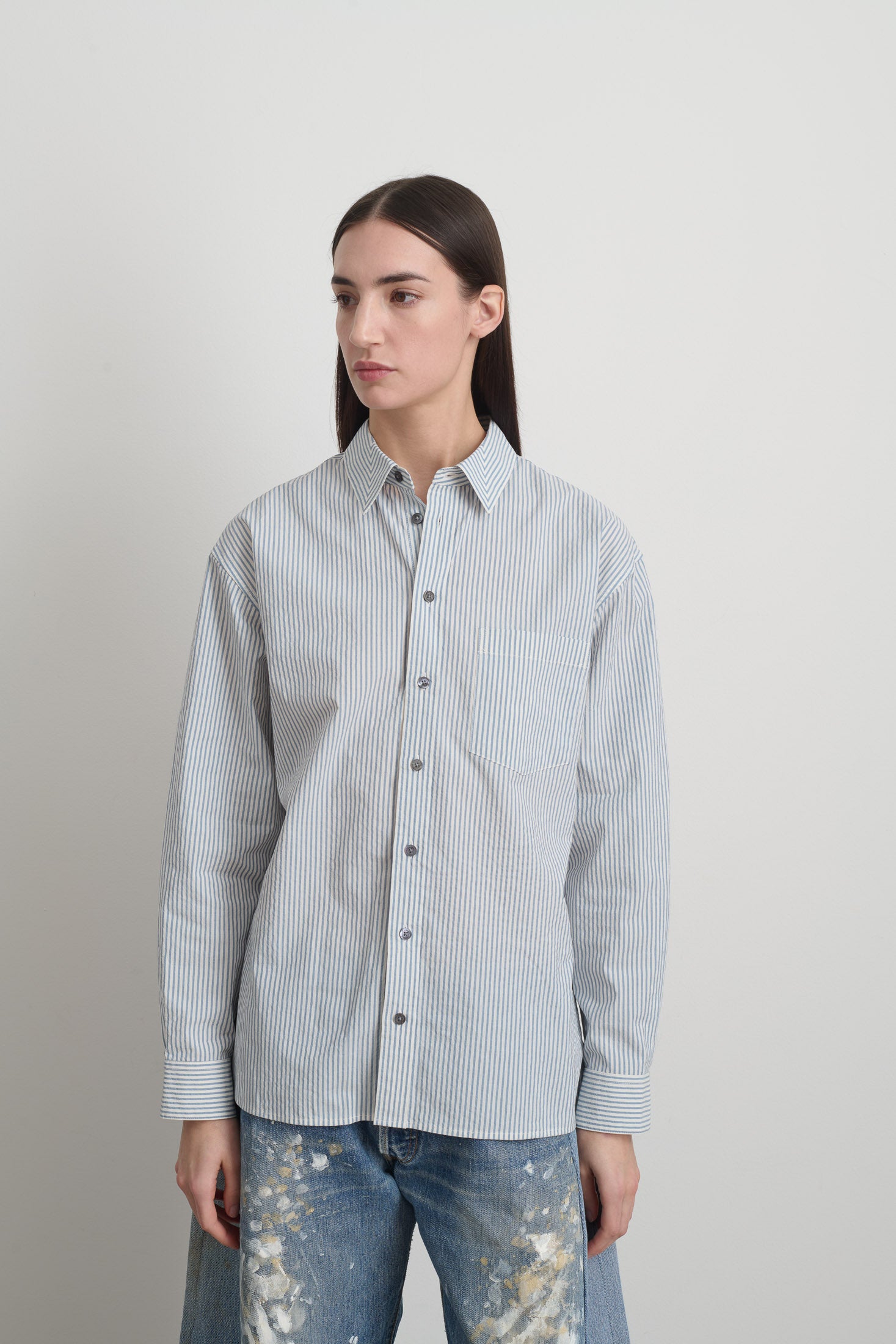 Nolan Shirt Blue/White Yarn Dye Stripe