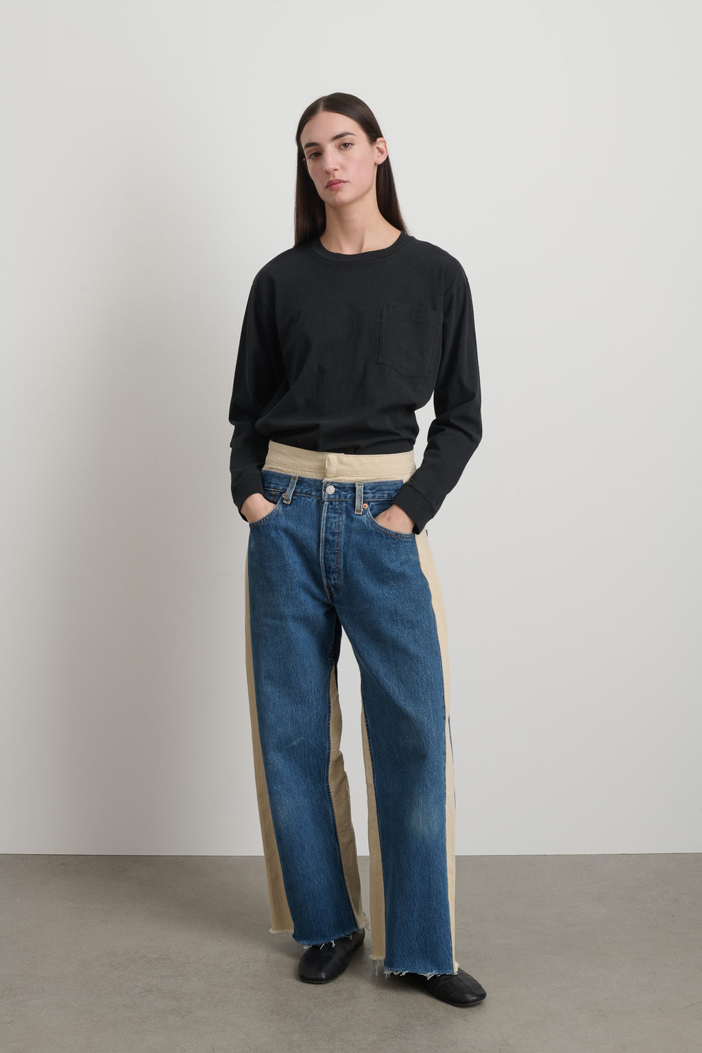 Double Waistband Rework Vintage Indigo / Tan