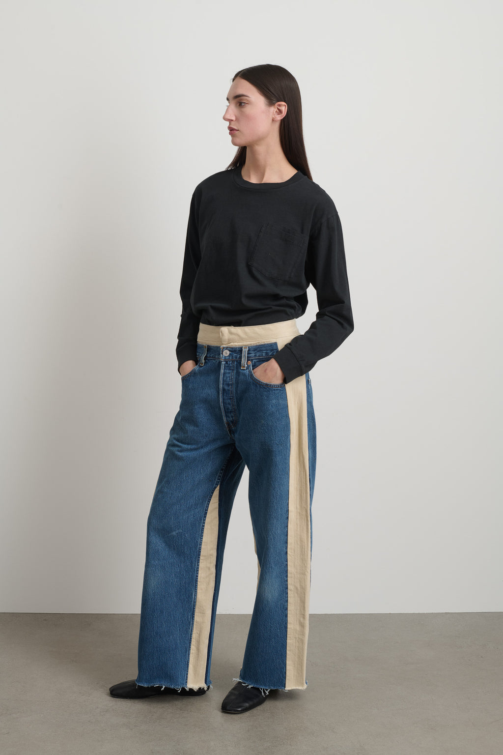 Double Waistband Rework Vintage Indigo / Tan