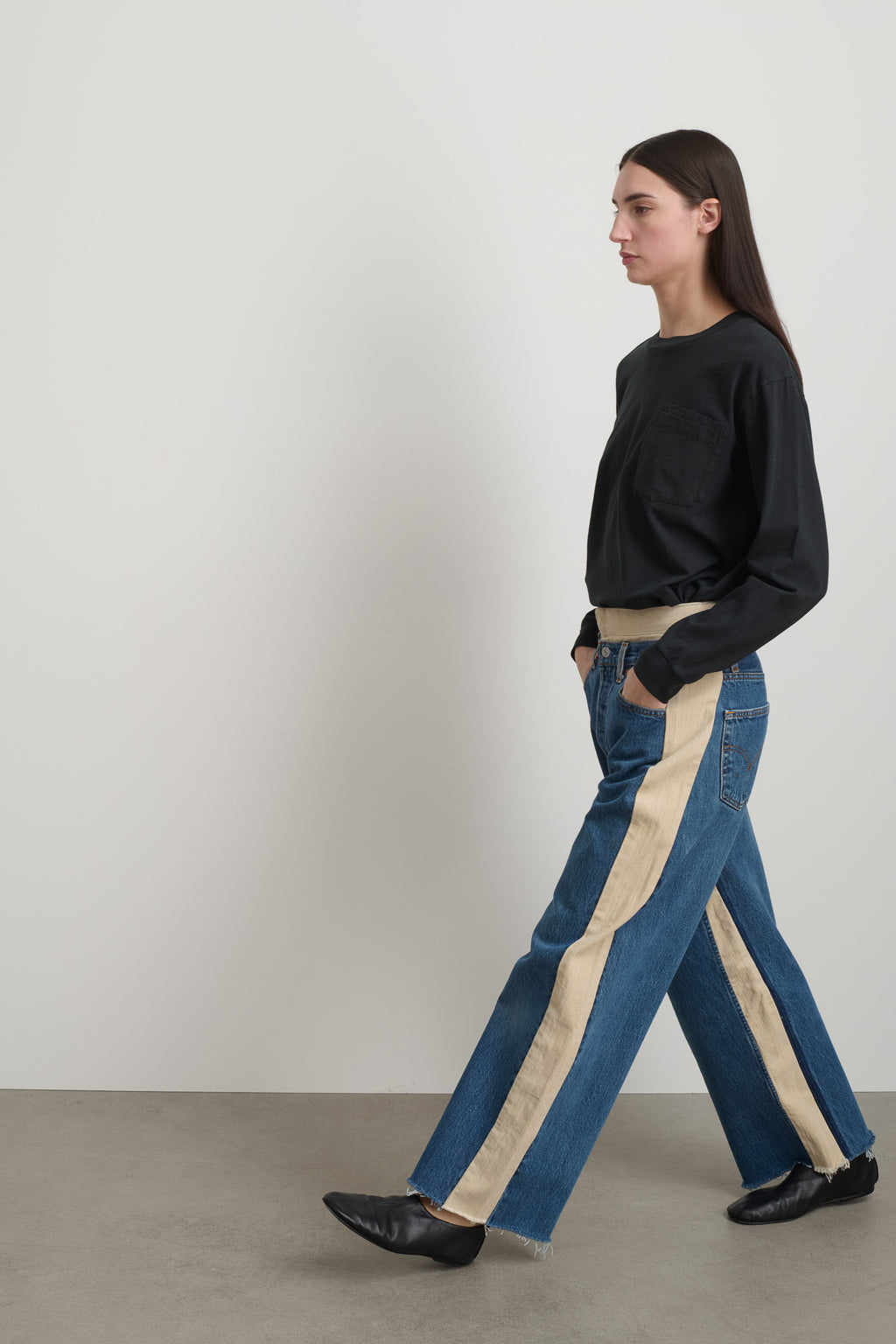 Double Waistband Rework Vintage Indigo / Tan