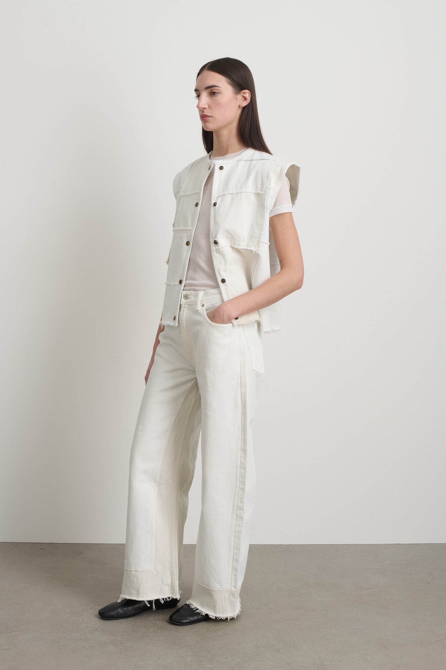 Rework Madras Vest Vintage White