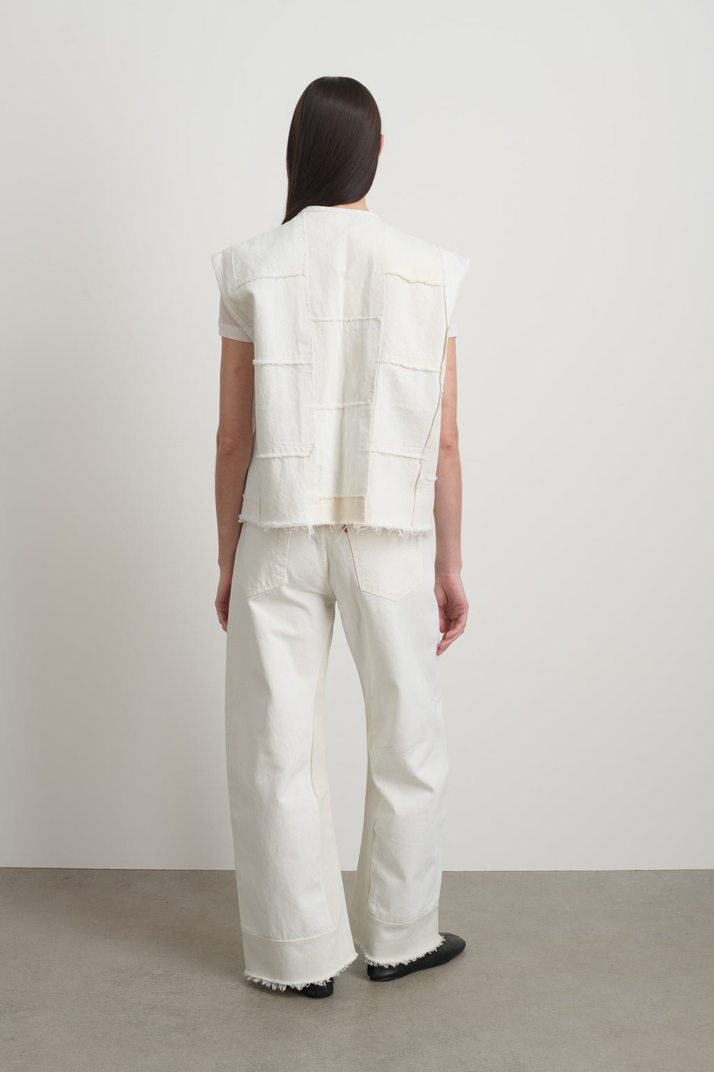 Rework Madras Vest Vintage White