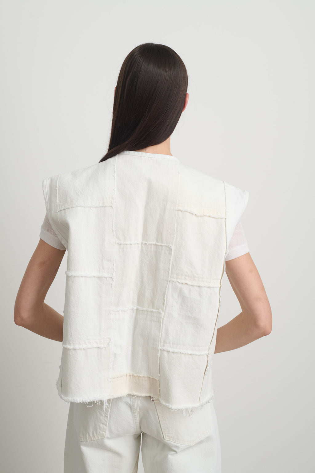 Rework Madras Vest Vintage White