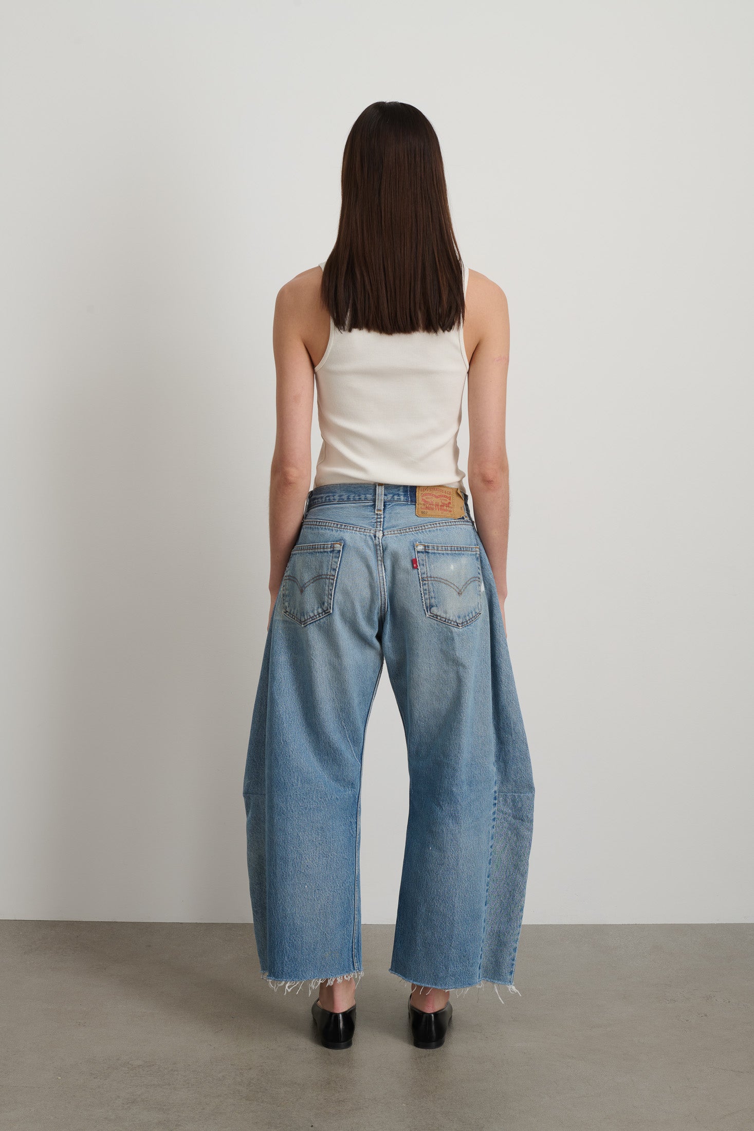 Vintage Lasso Jean Slouch Crop Classic Faded Indigo Hand Tatted Lace