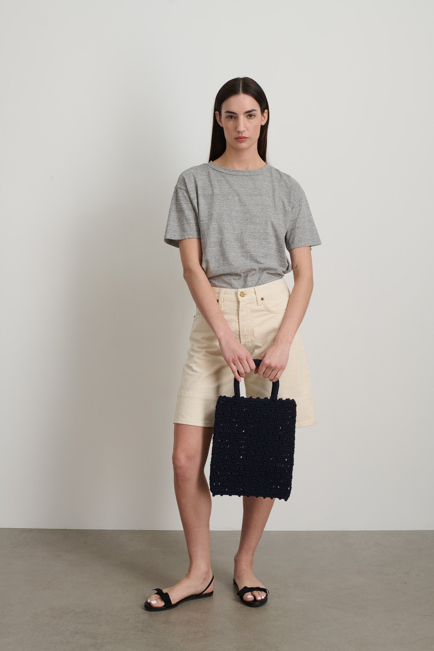 Nico Crochet Tote Navy