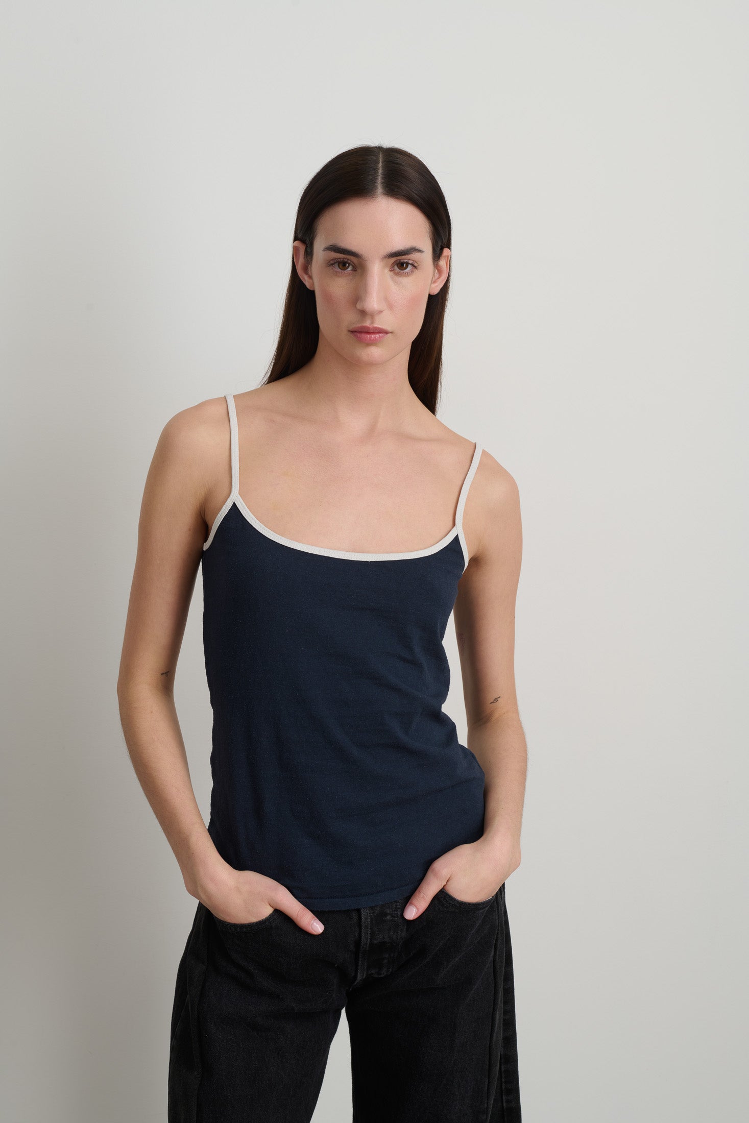 Zora Ringer Tank Navy / White