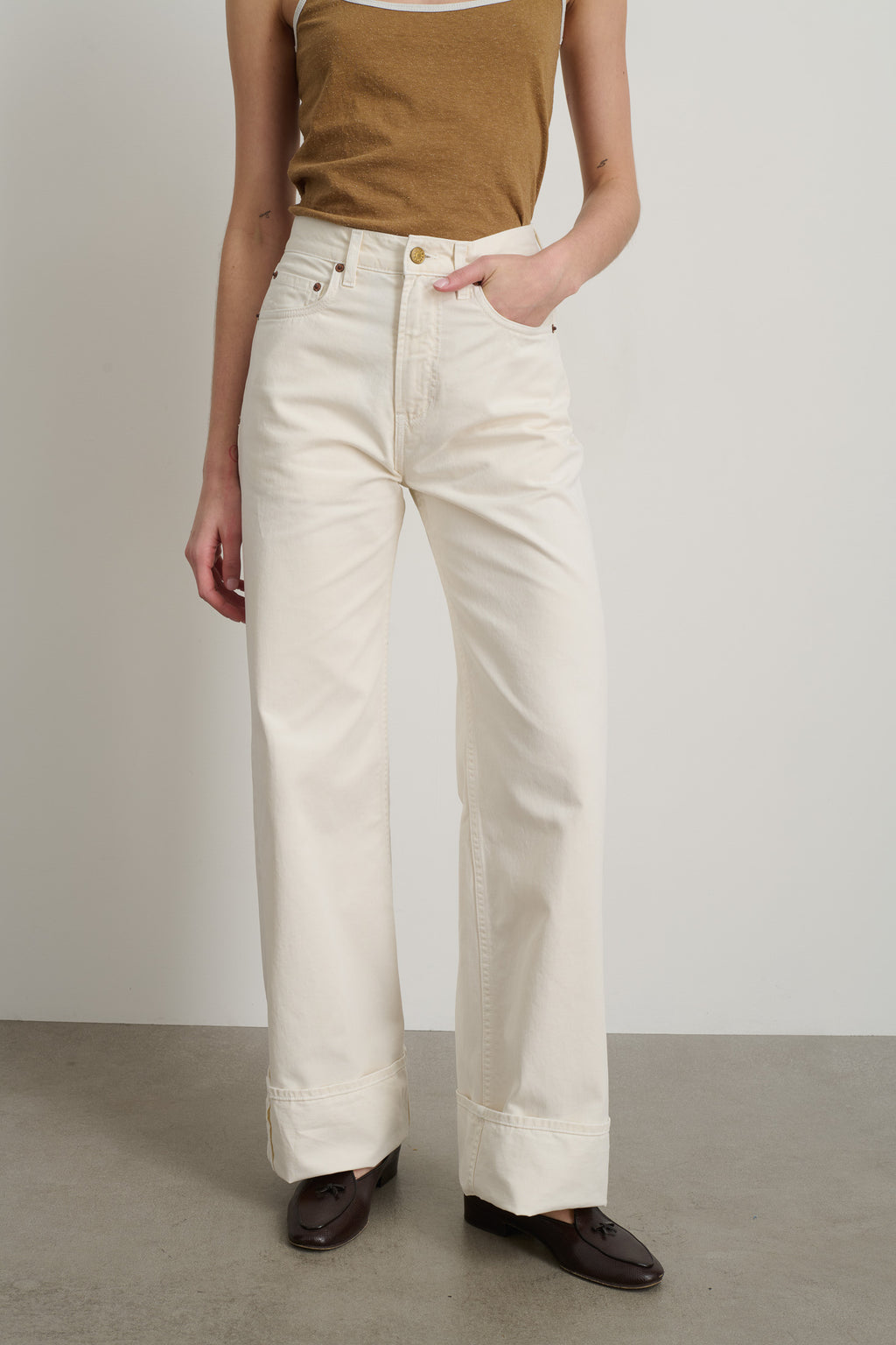 Zora Ringer Tank Camel/White