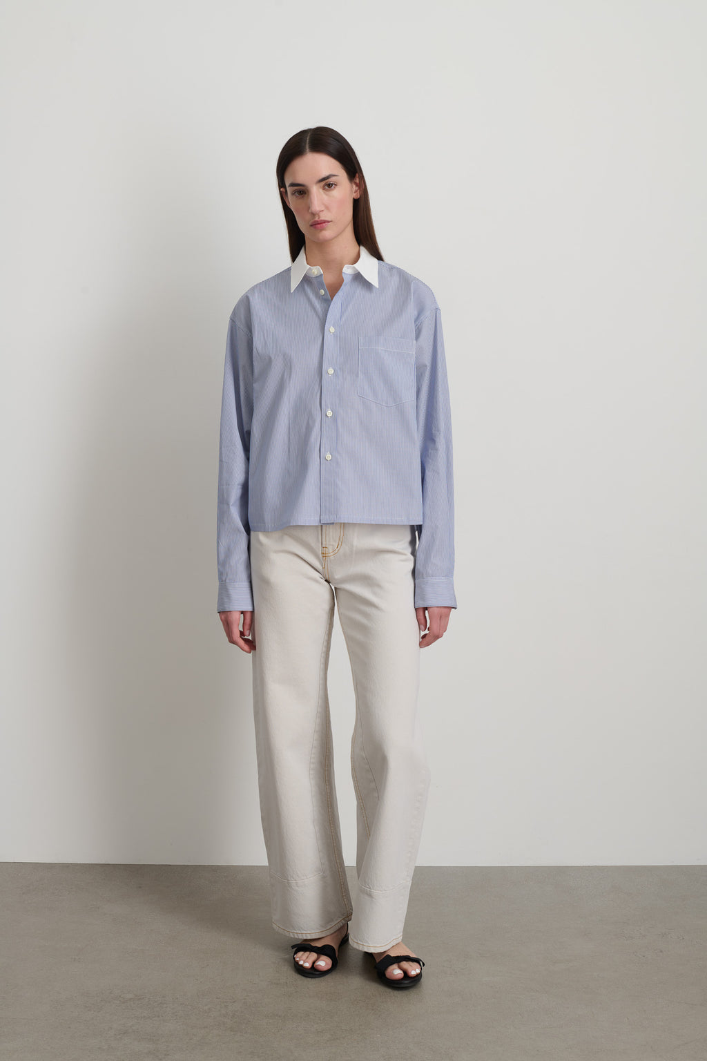 Sandra Shirt Navy/White Stripe