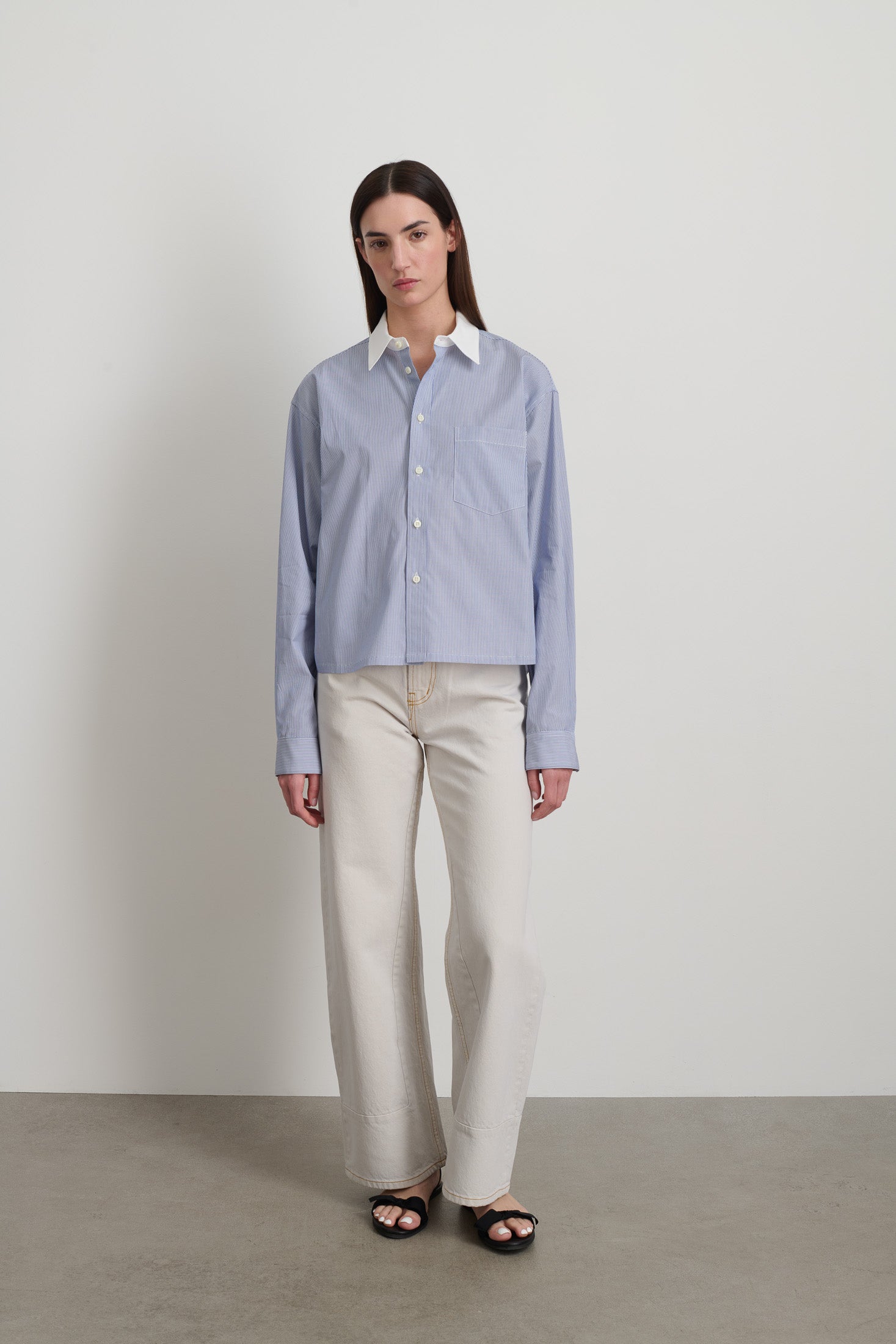 Sandra Shirt Navy/White Stripe