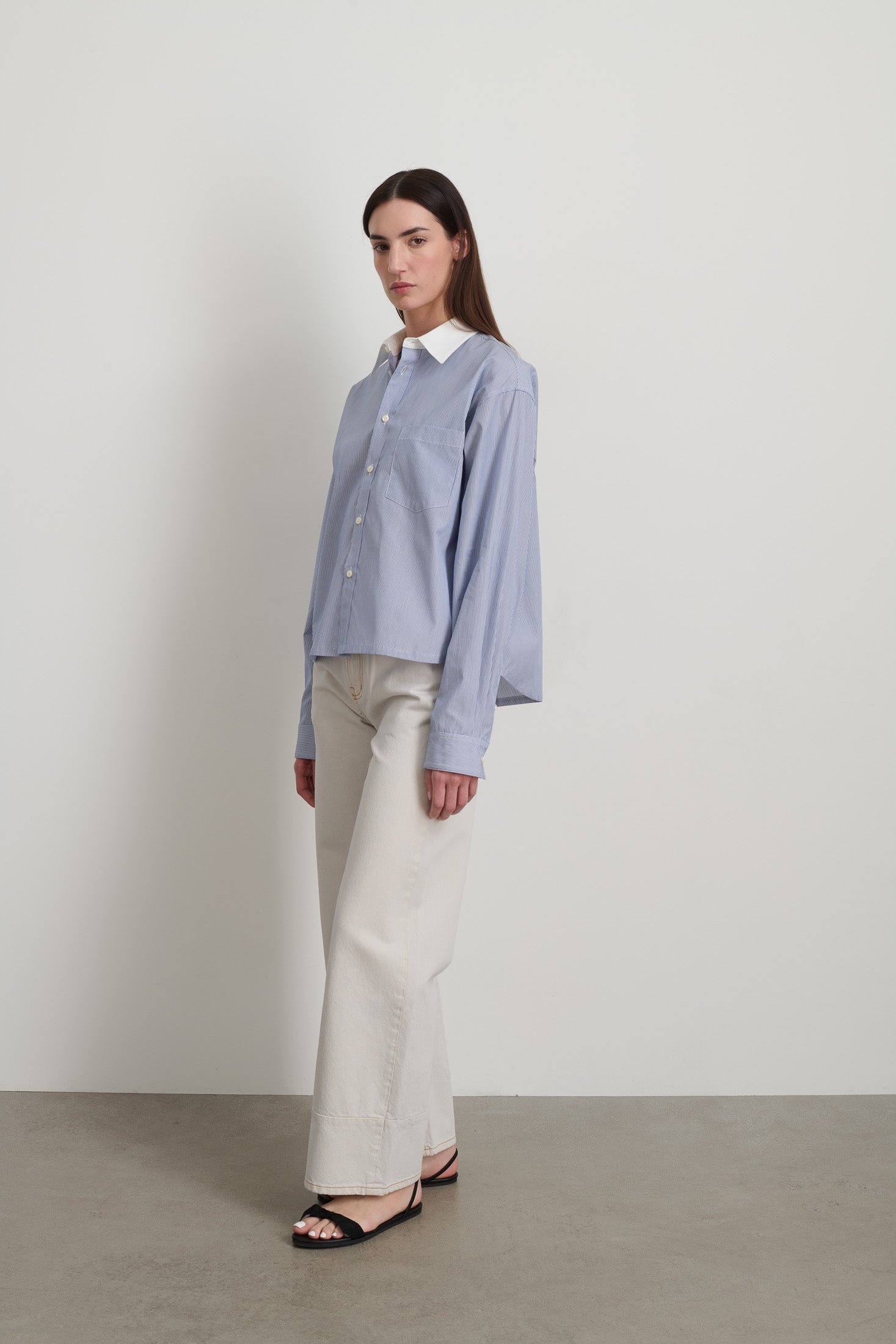 Sandra Shirt Navy/White Stripe