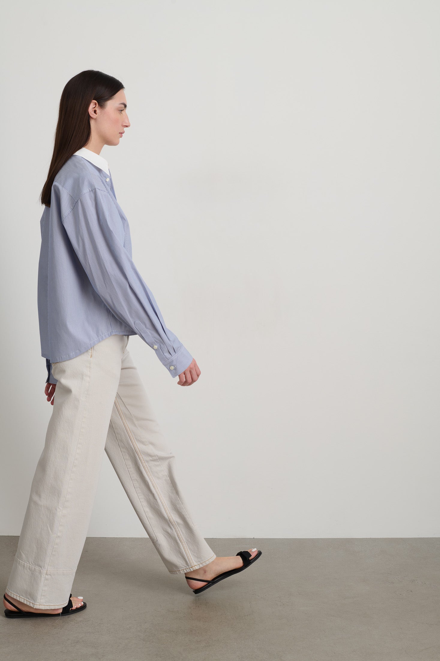 Sandra Shirt Navy/White Stripe