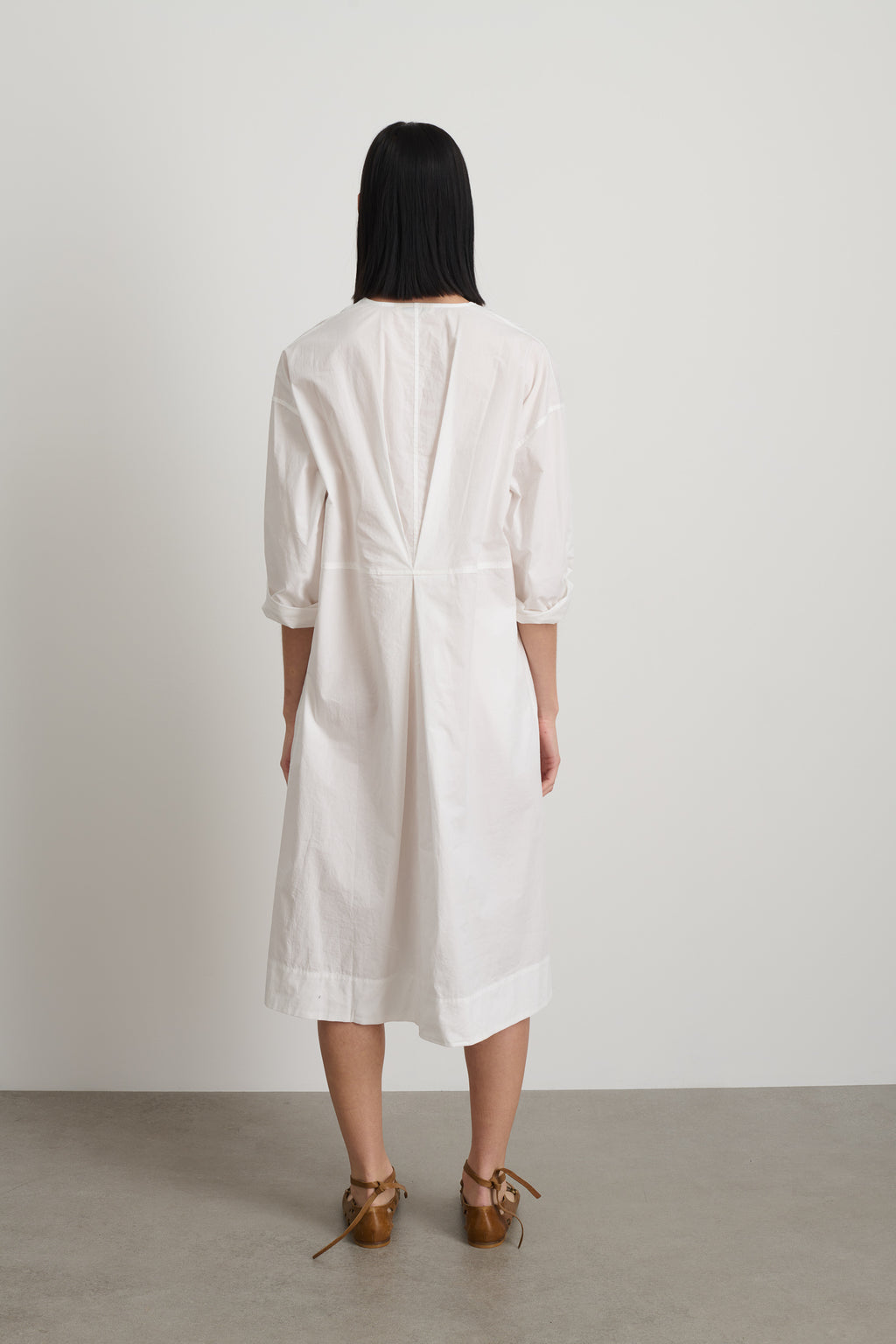 Elda Dress White Poplin Found Floral Patchwork