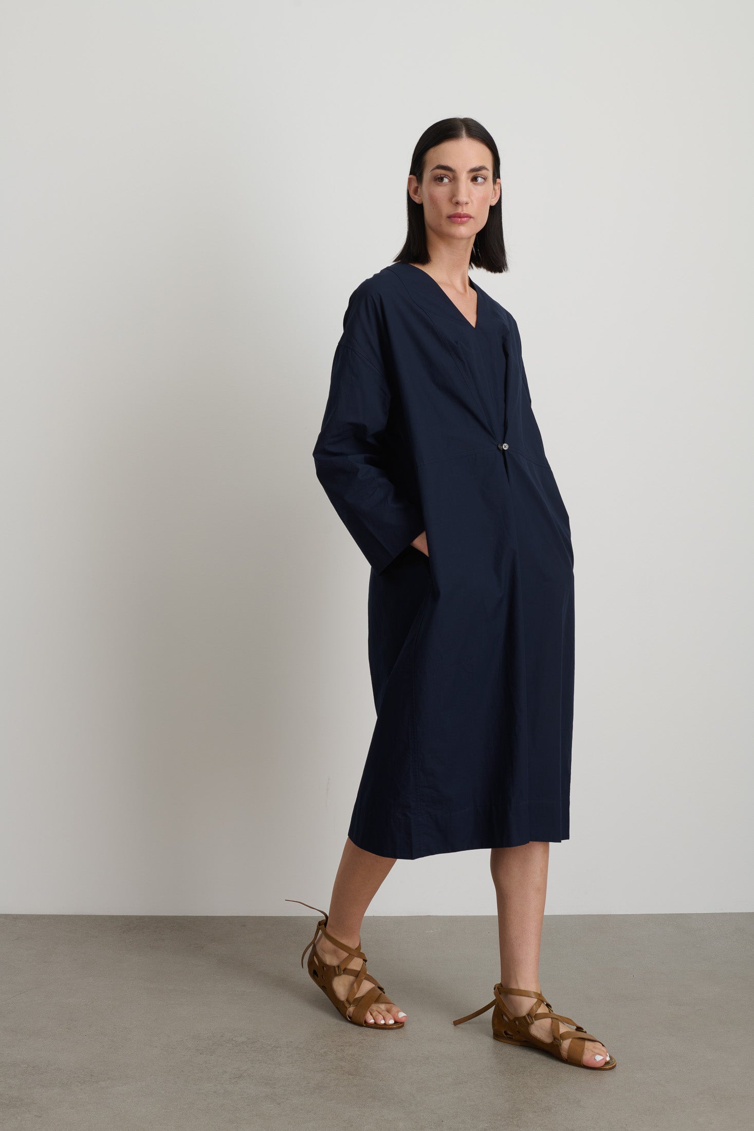 Elda Dress Marine Poplin