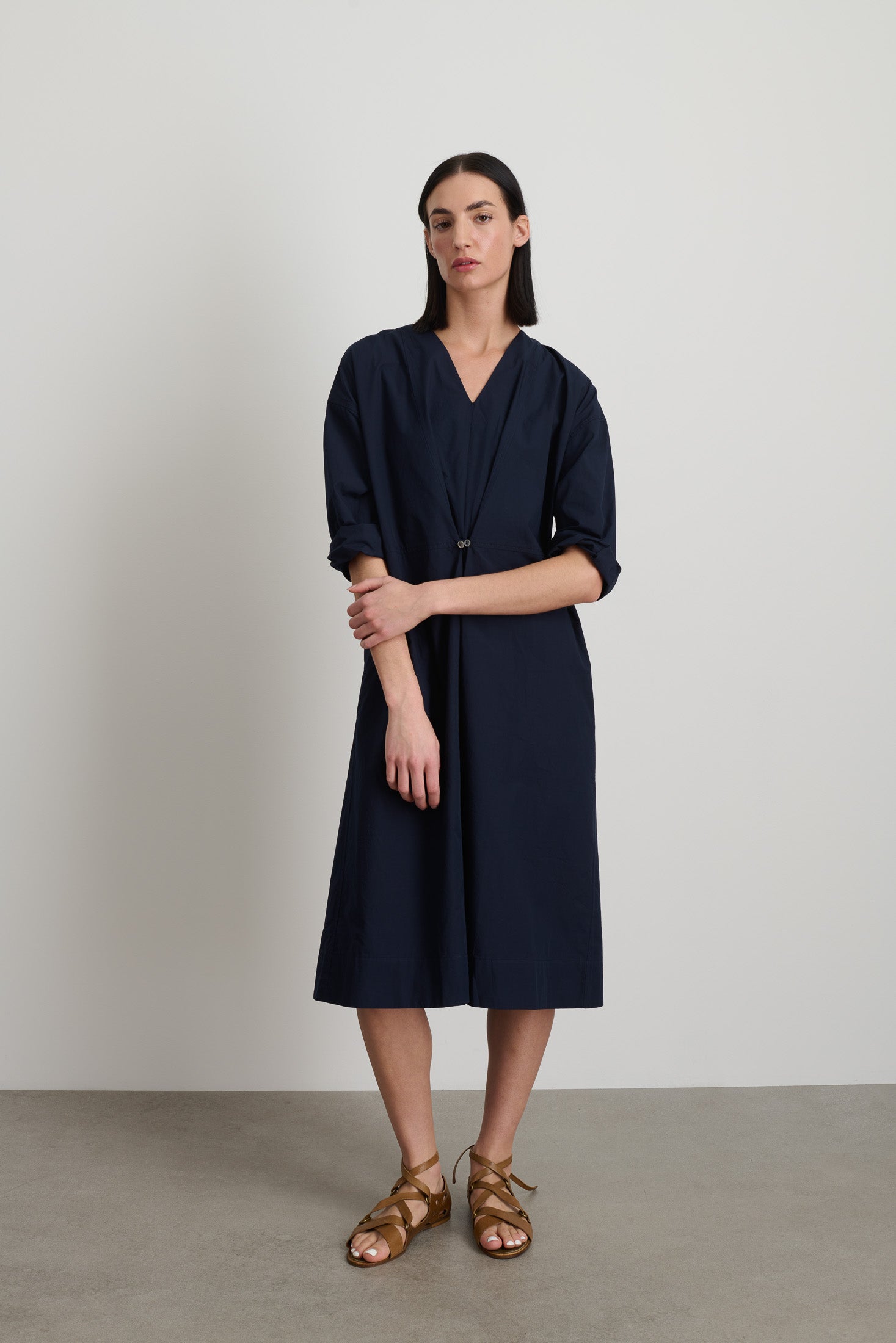 Elda Dress Marine Poplin