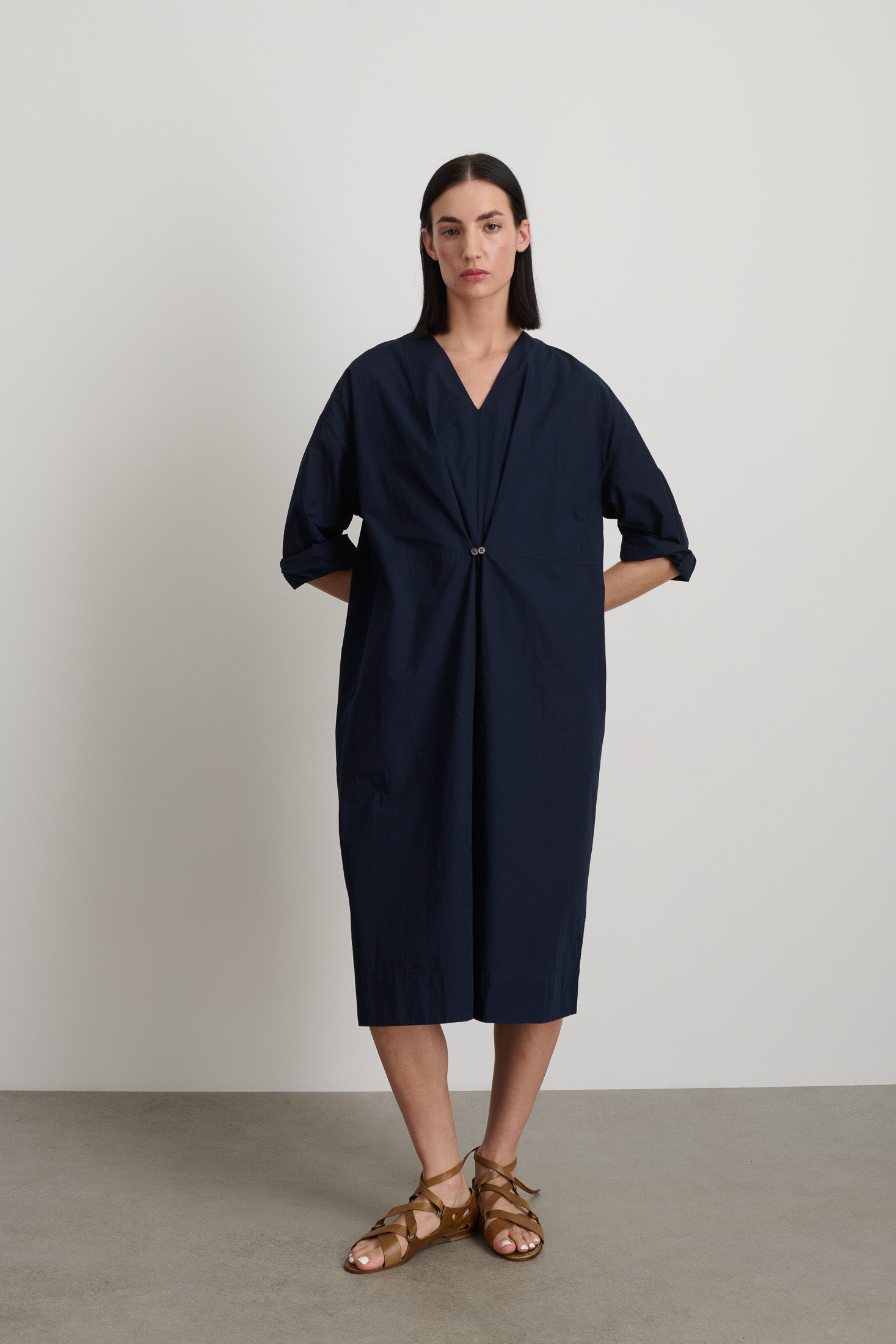 Elda Dress Marine Poplin