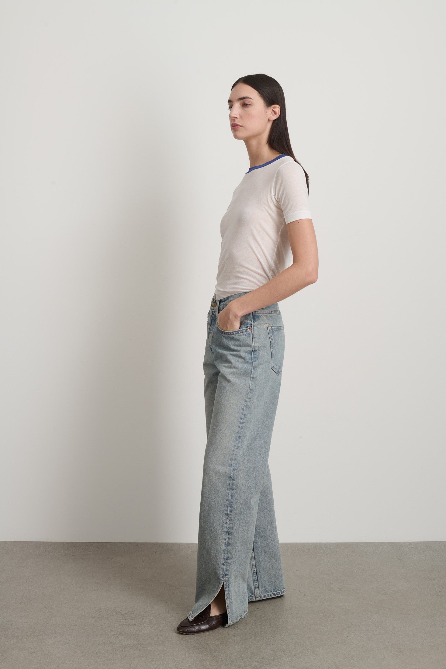 Charlot Split Hem Jean Ed Wash
