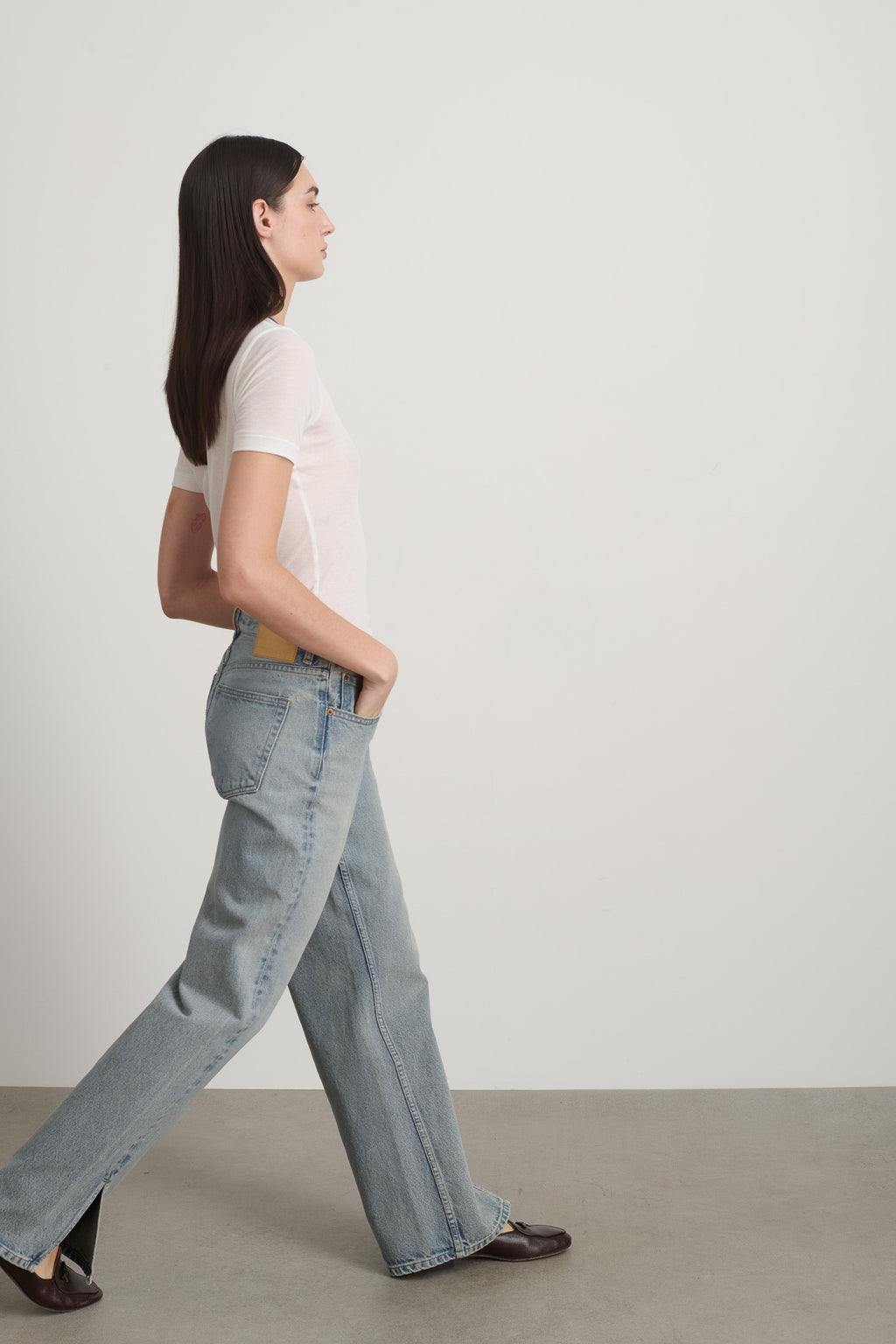 Charlot Split Hem Jean Ed Wash