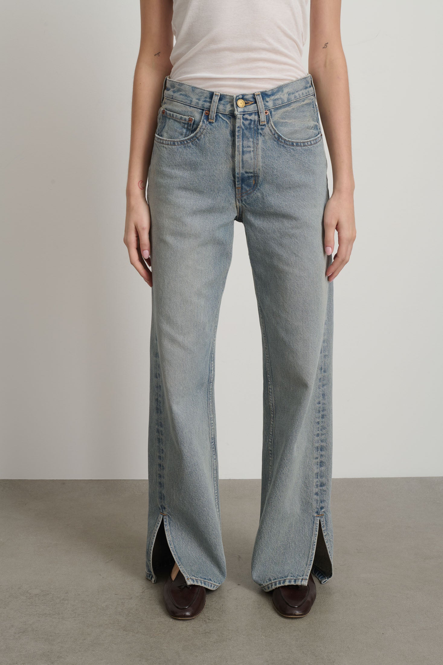 デニムパンツ 【COLN】Side slit Pants in Washed Denim CLN21S12PT