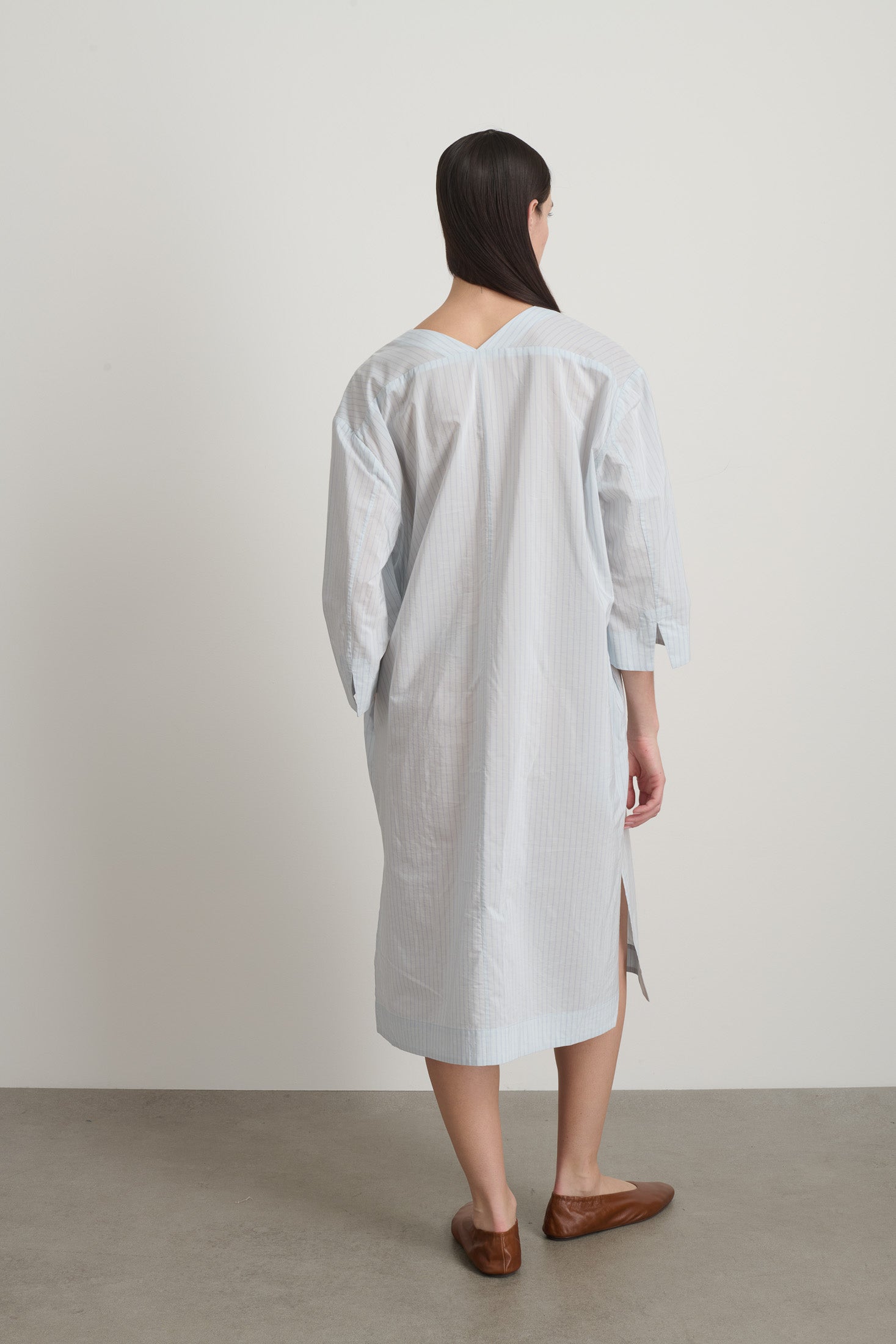 Vee Shift Dress Light Blue Stripe