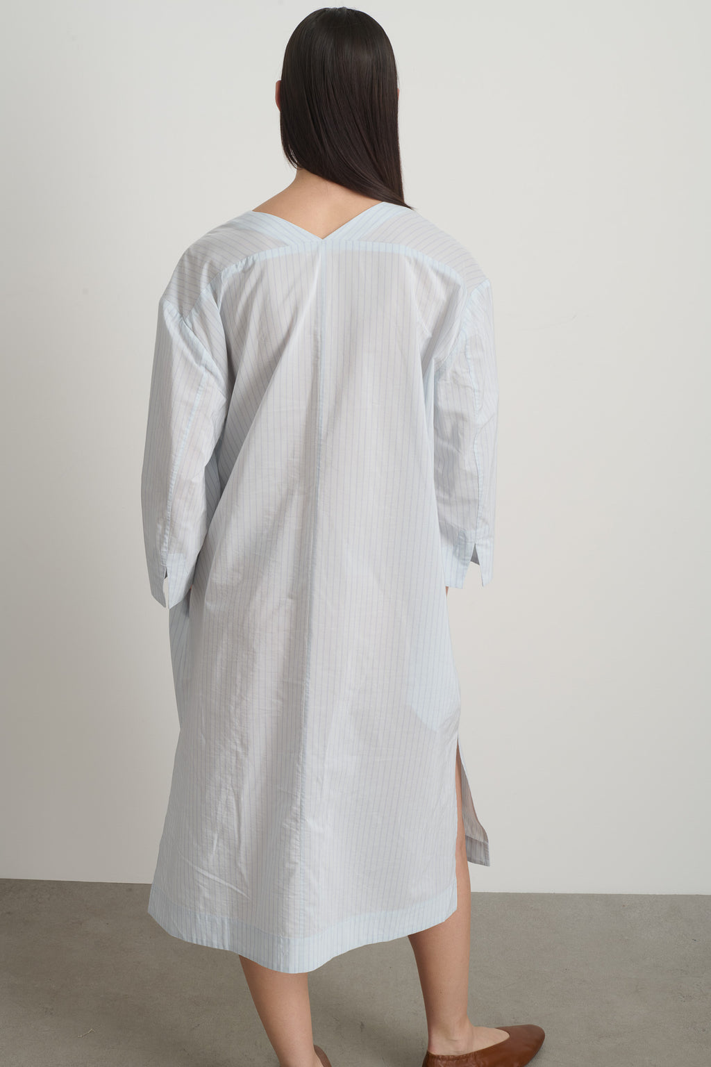 Vee Shift Dress Light Blue Stripe