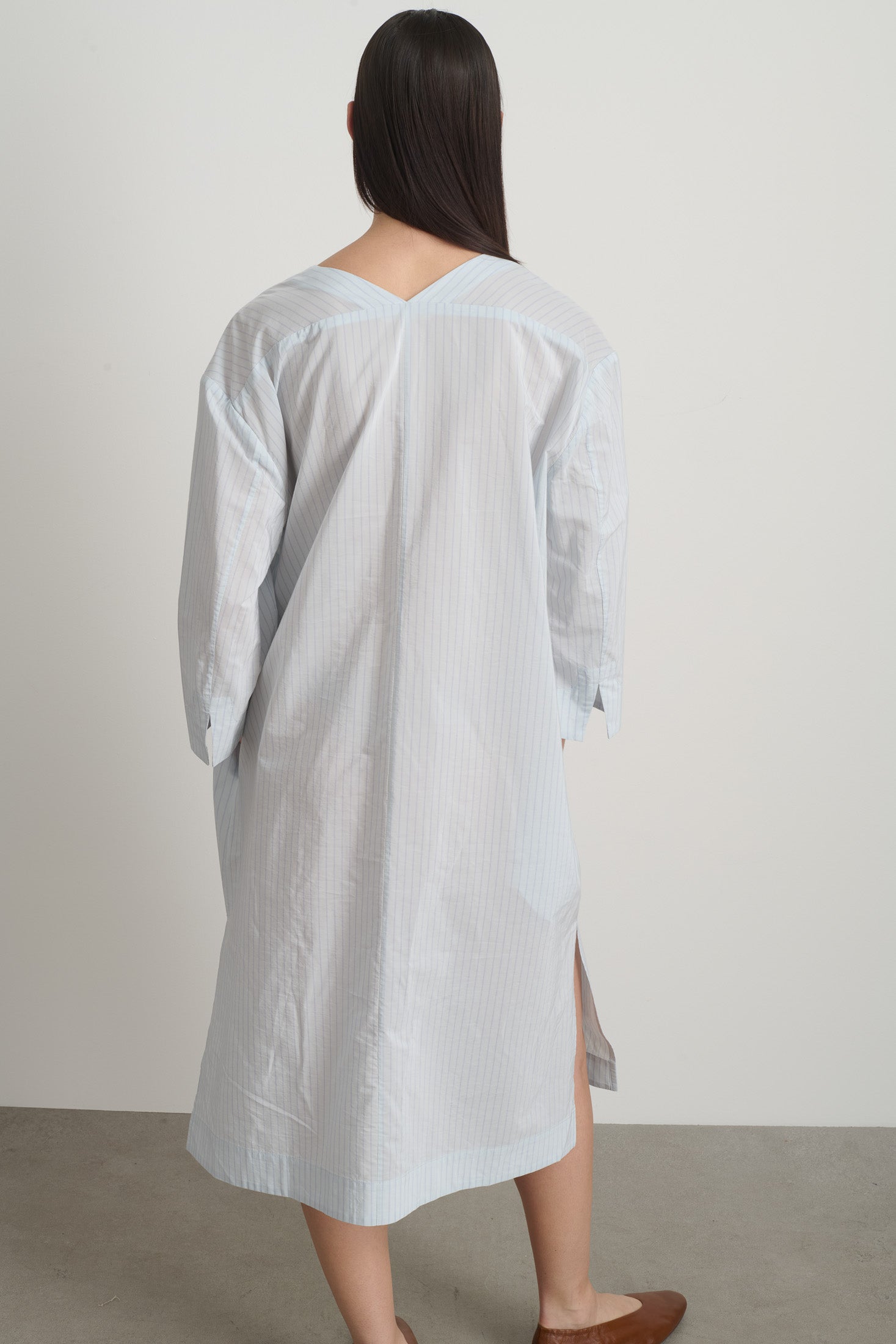 Vee Shift Dress Light Blue Stripe