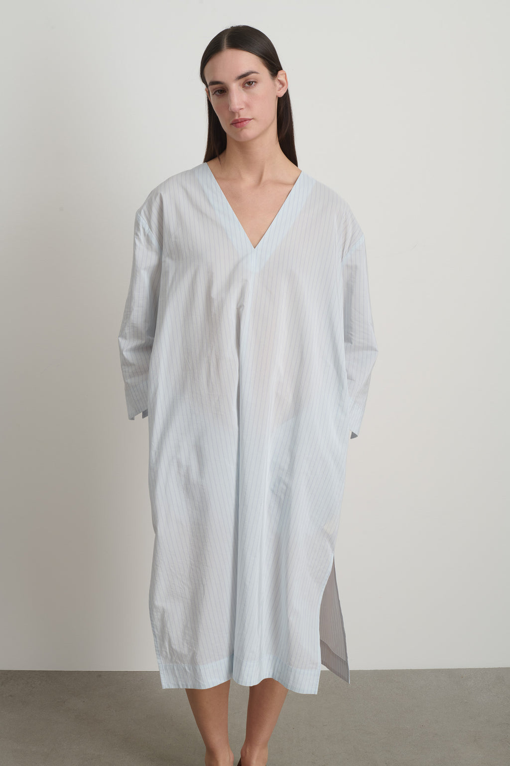 Vee Shift Dress Light Blue Stripe