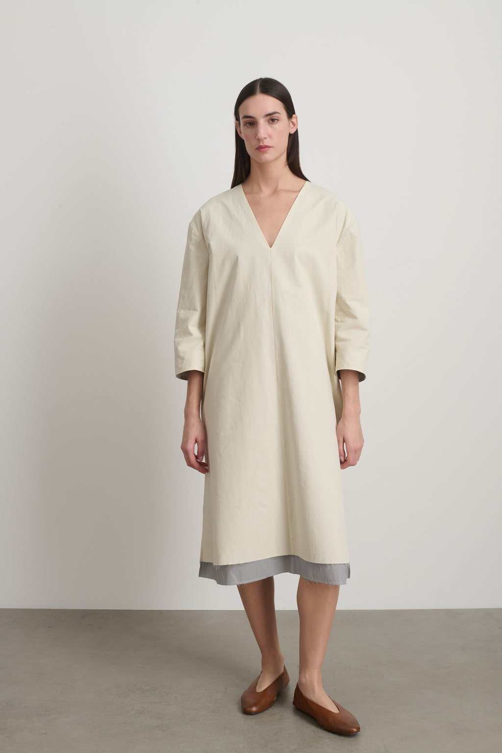 Vee Shift Dress Black White Stripe