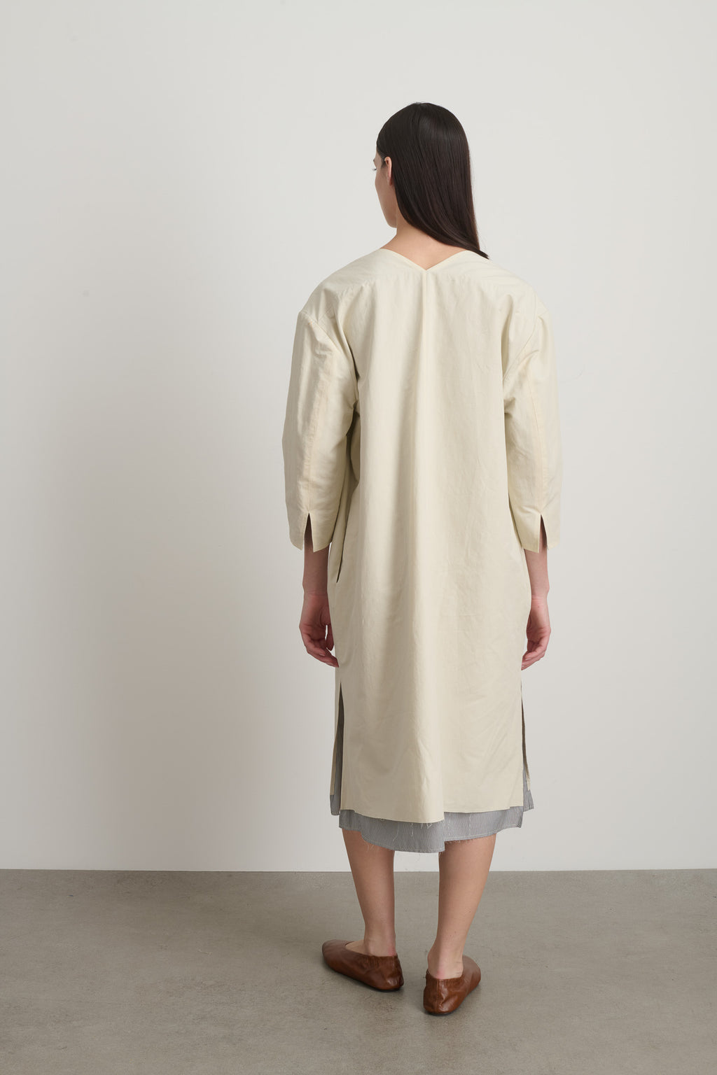 Vee Shift Dress Black White Stripe