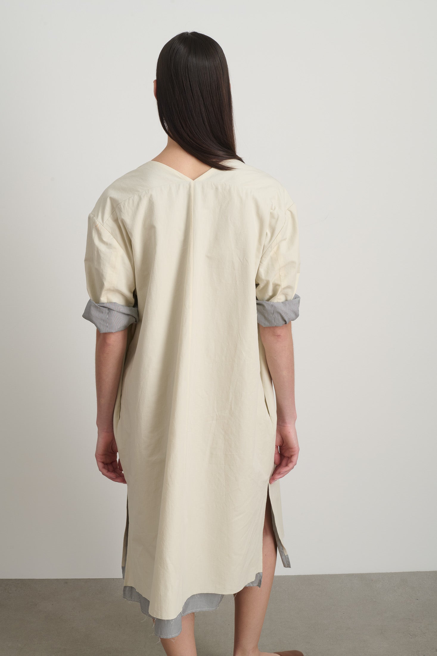 Vee Shift Dress Black White Stripe