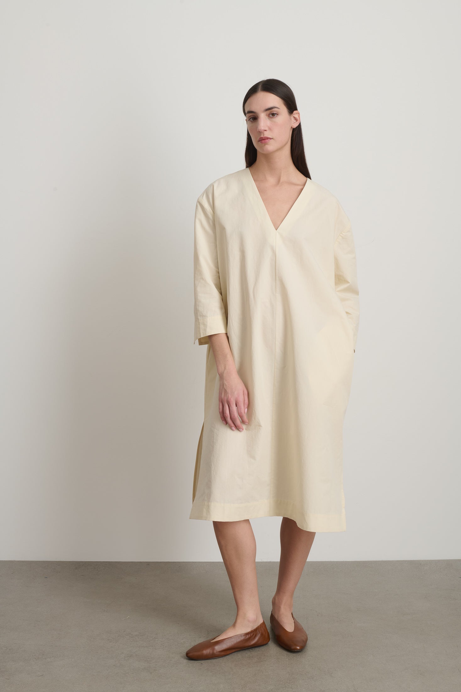 Vee Shift Dress White