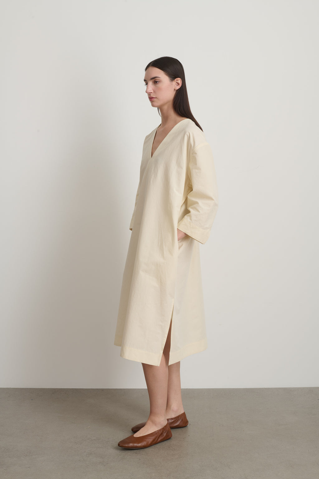 Vee Shift Dress White