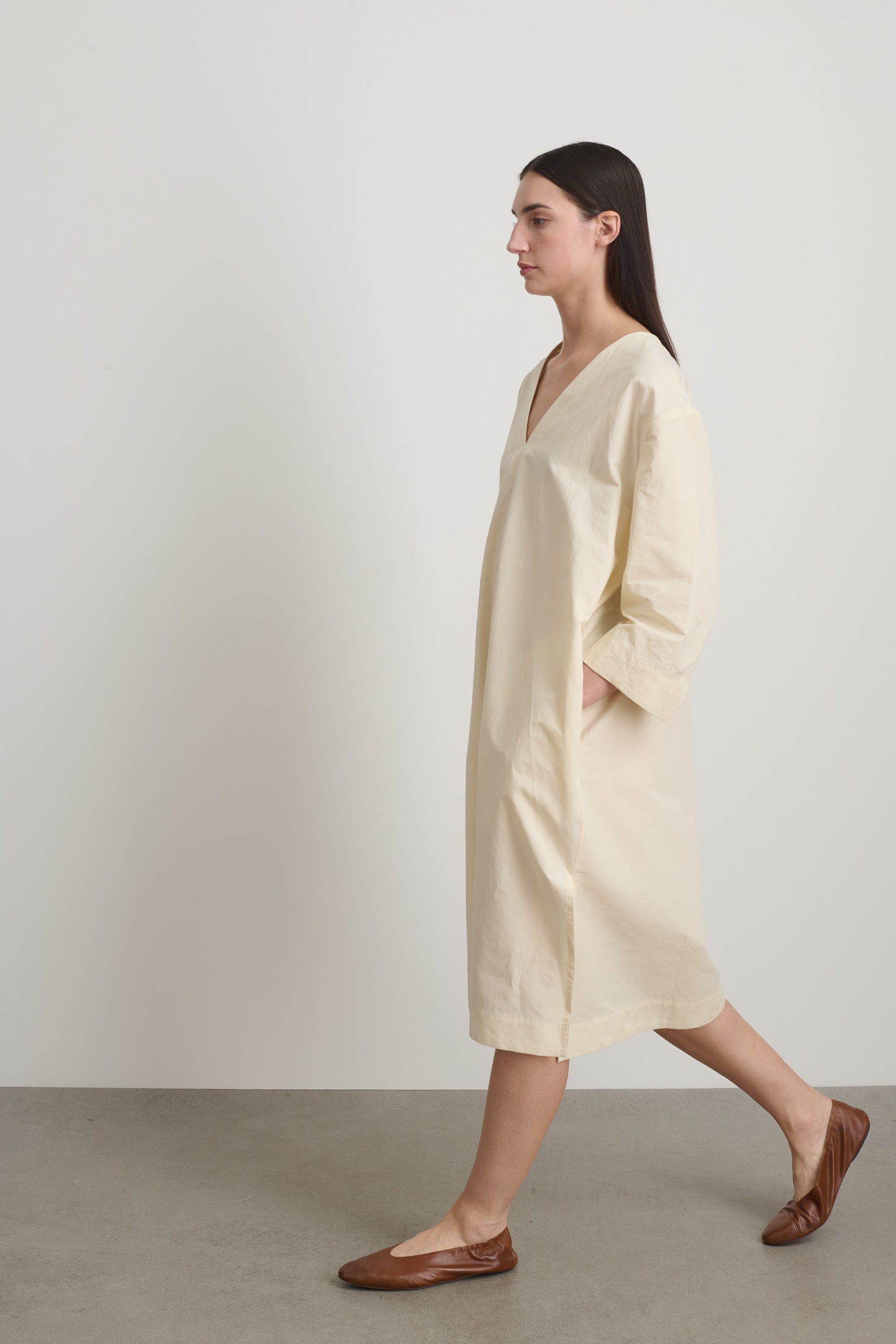 Vee Shift Dress White