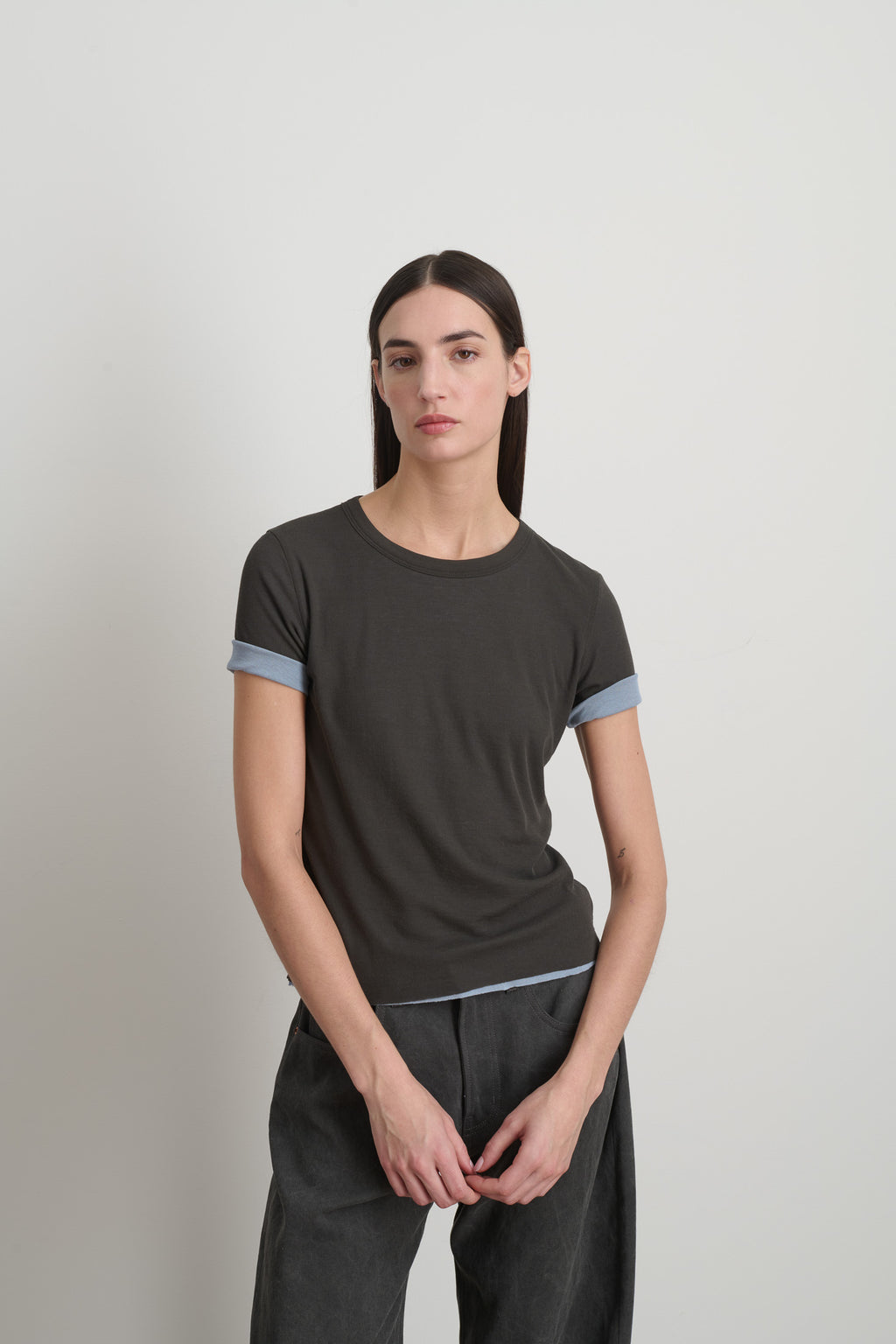 Double Tee Dark Grey/Light Blue