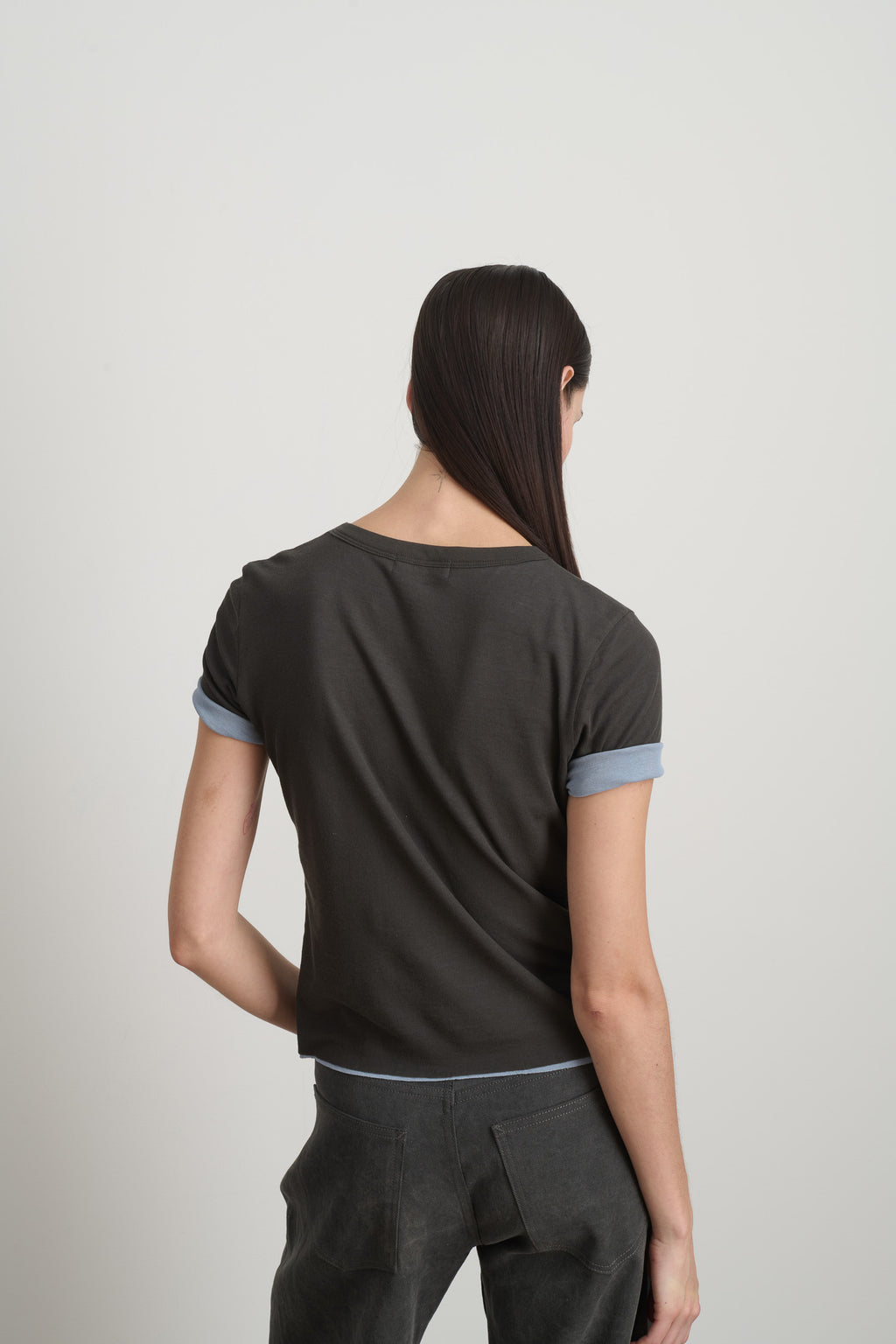 Double Tee Dark Grey/Light Blue