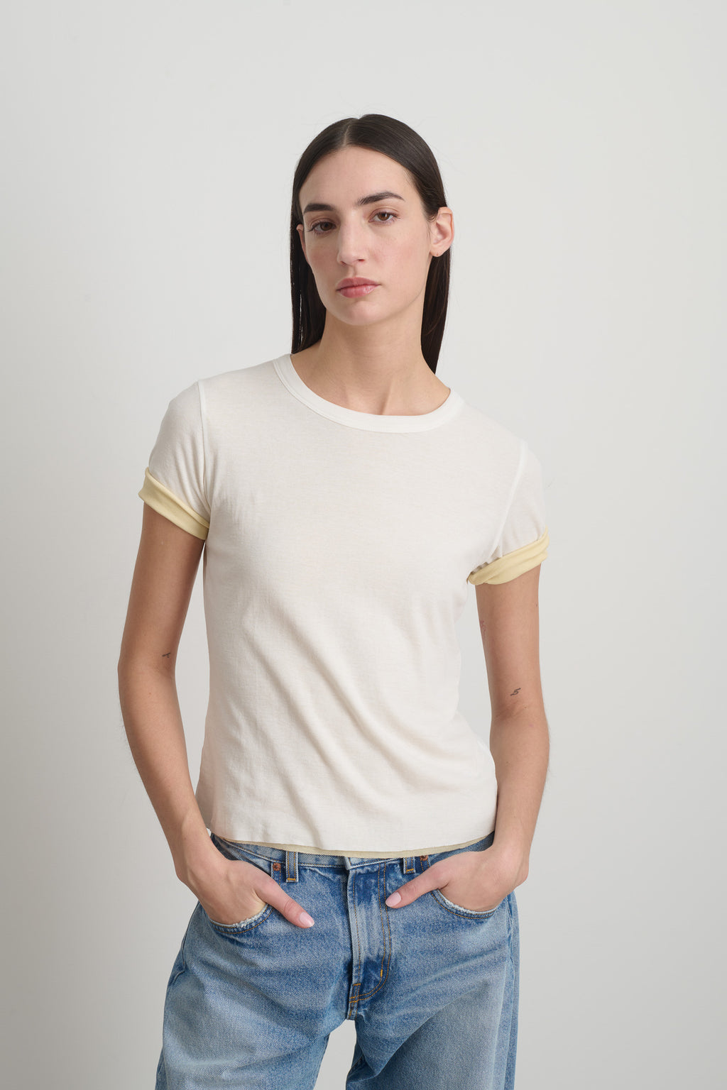 Double Tee White/Pale Yellow